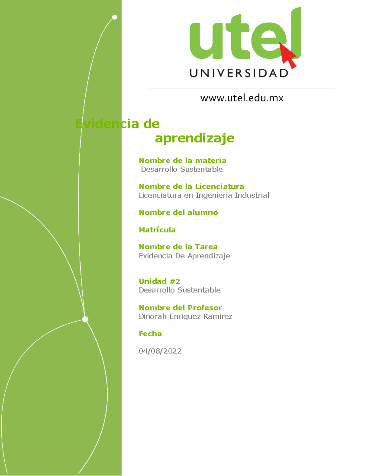 Desarrollo Sustentable B Semana 2 P - Evidencia De Aprendizaje Nombre ...