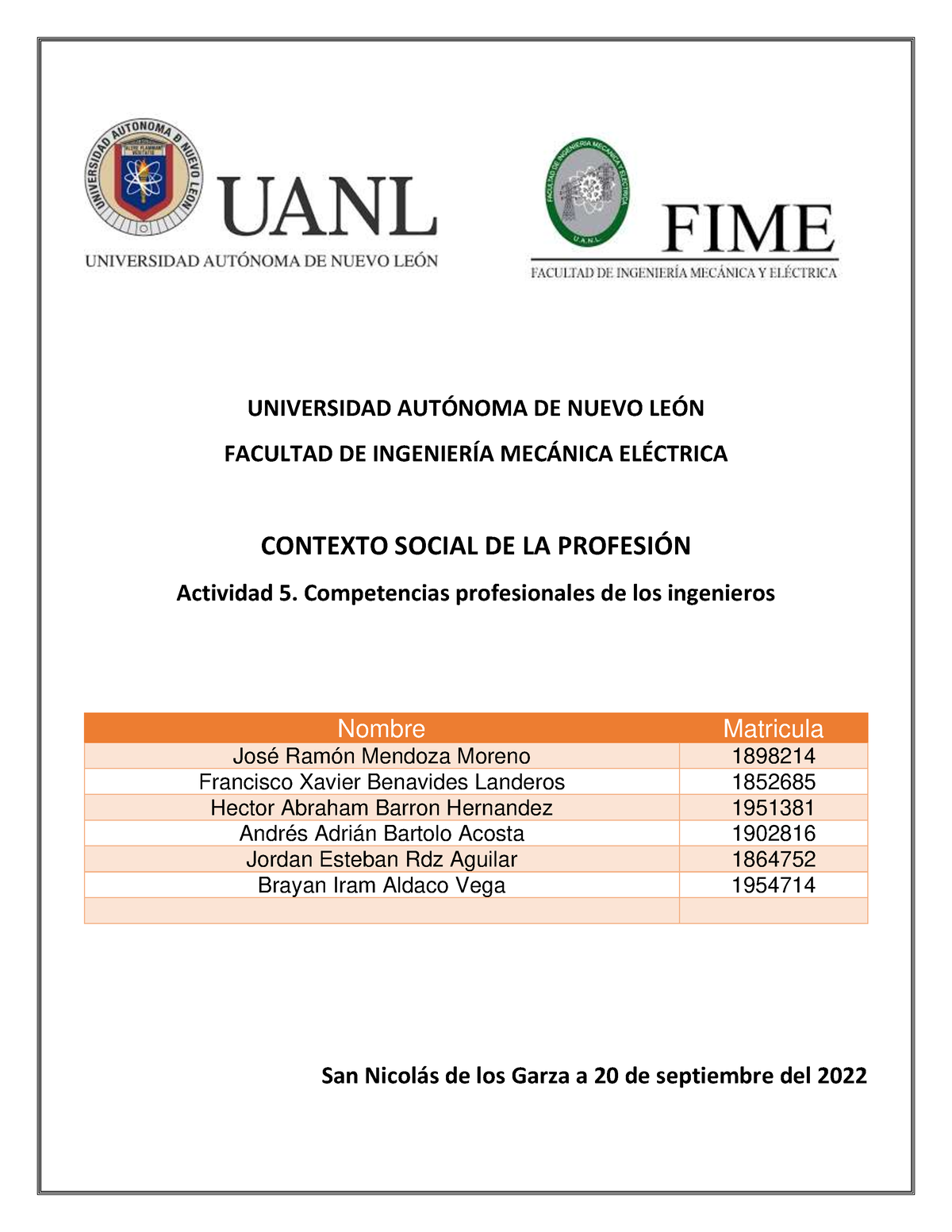 Contexto Equipo 1 ACT5 - UNIVERSIDAD AUT”NOMA DE NUEVO LE”N FACULTAD DE ...