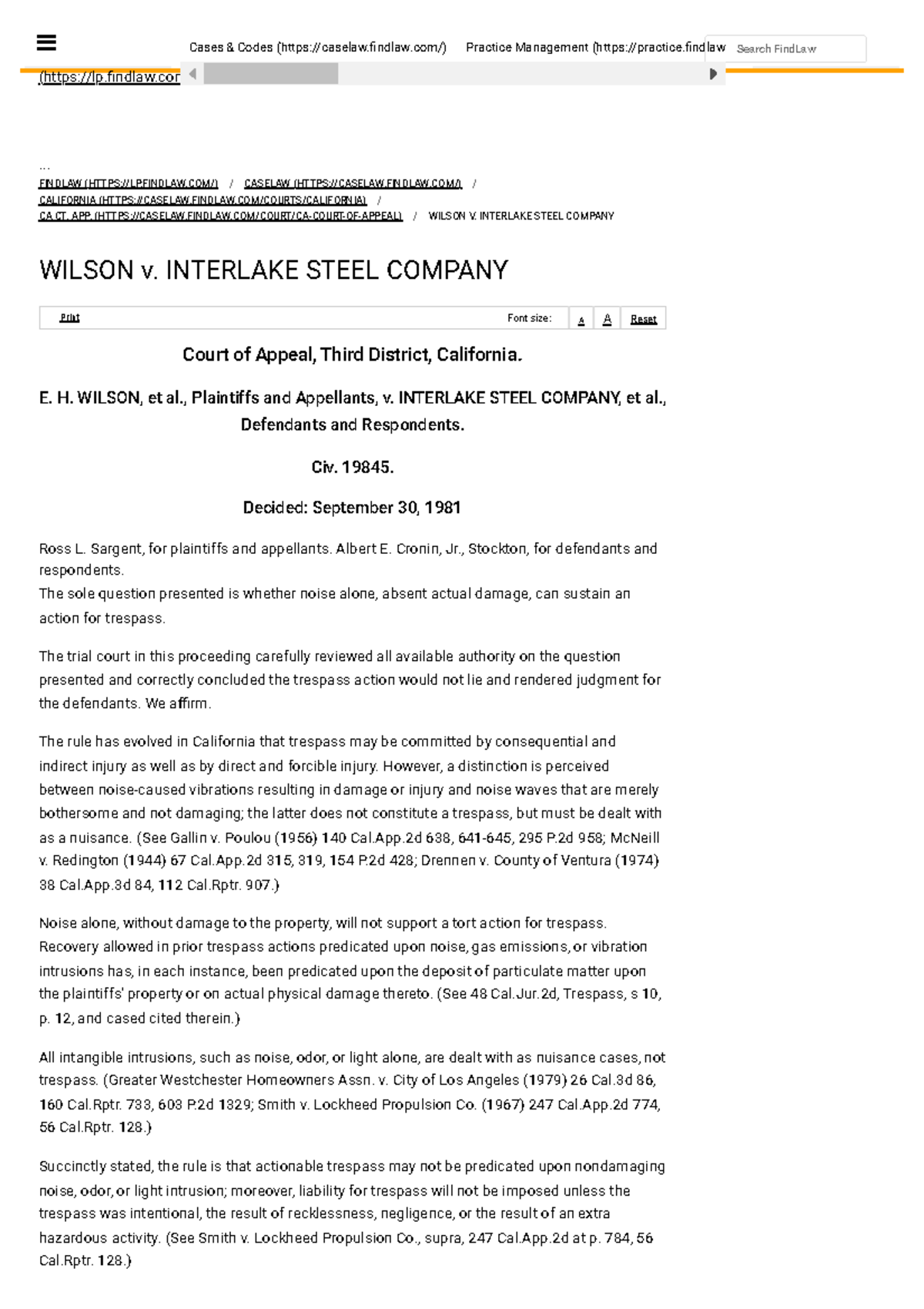 Wilson V. Interlake Steel Company Find Law - (https://lp.ndlaw ...