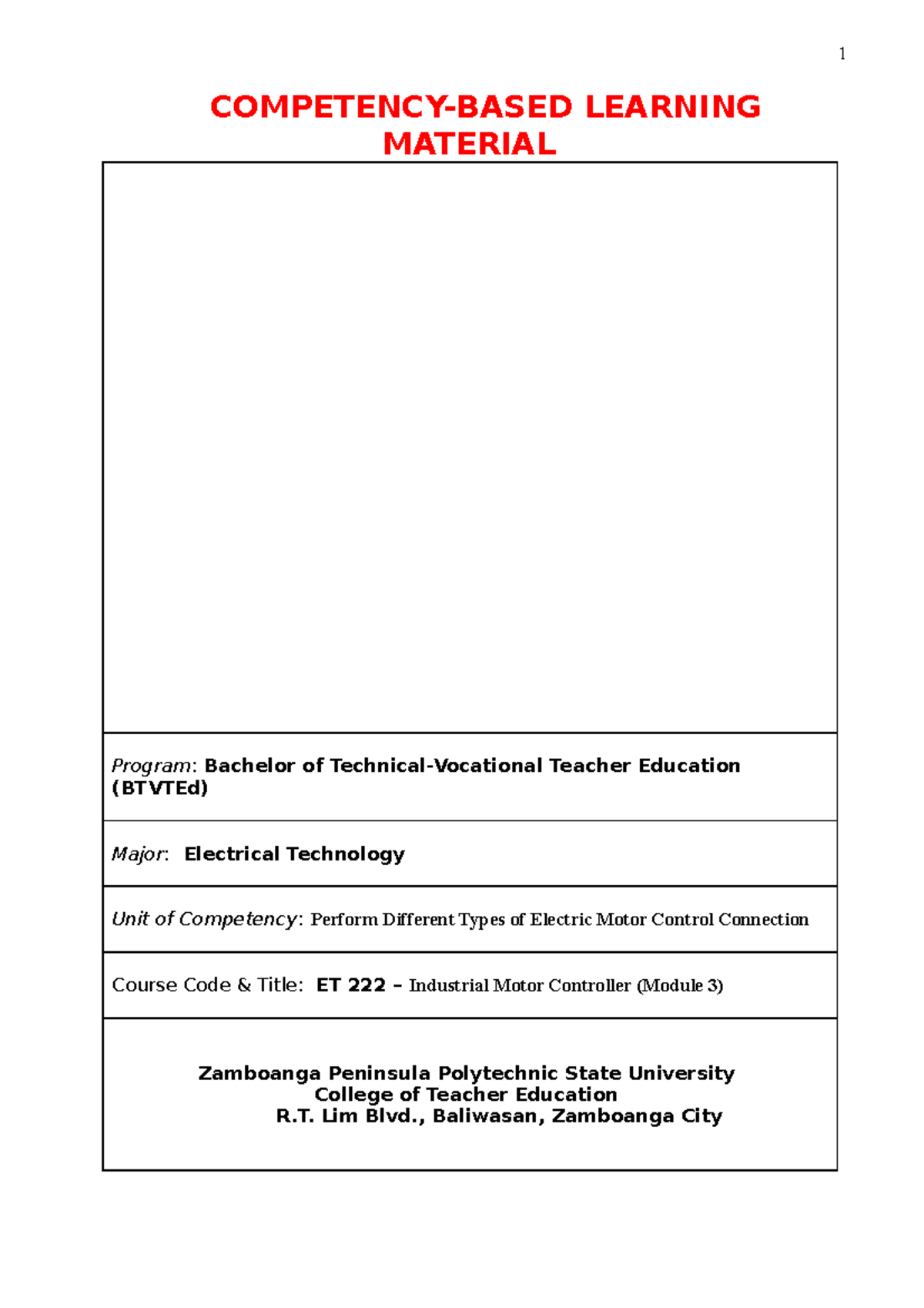 Motor - Module 3 - Useful - COMPETENCY-BASED LEARNING MATERIAL Program ...