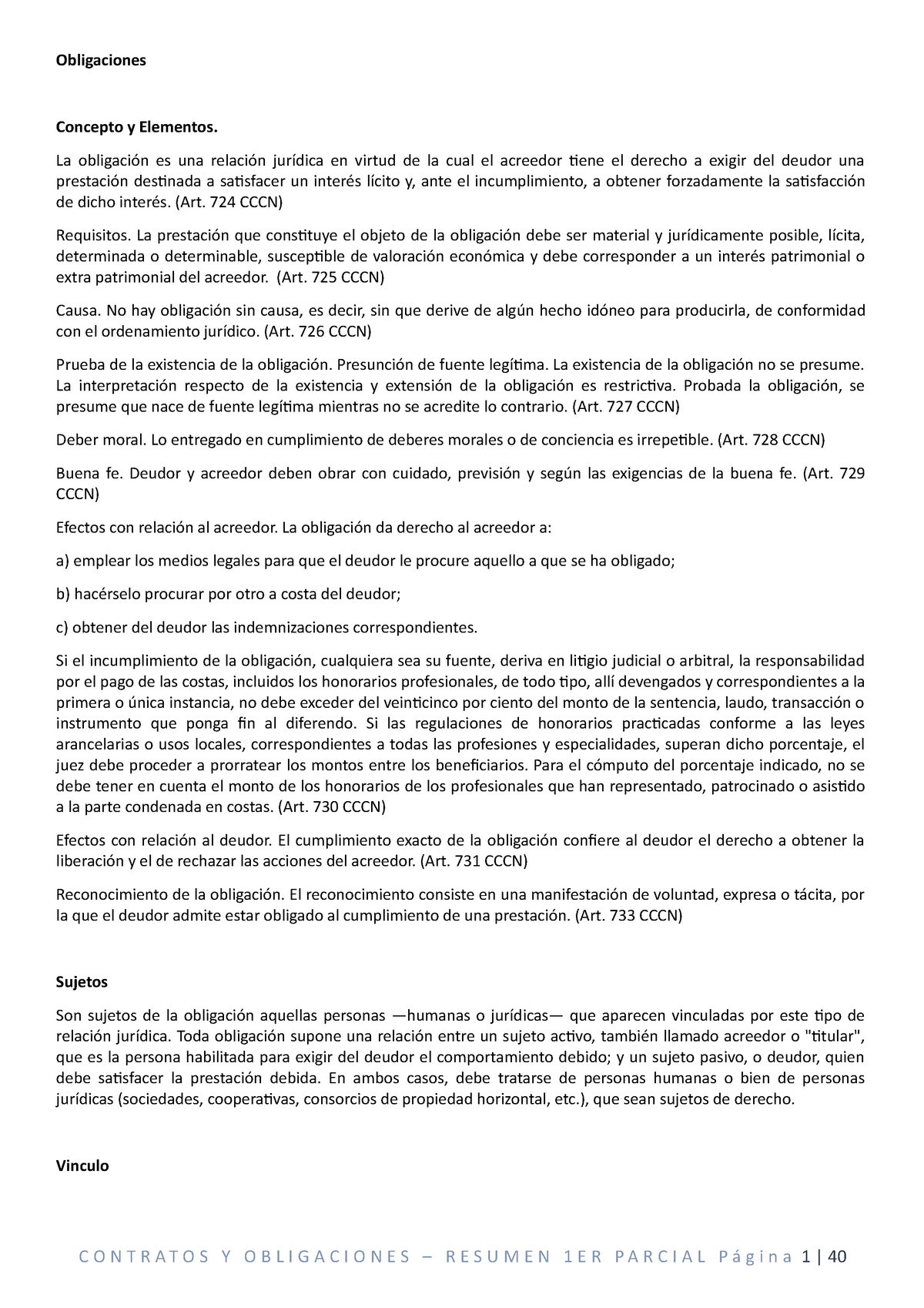 Obligaciones Y Contratos - Resumen 1er Parcial - Obligaciones Concepto ...