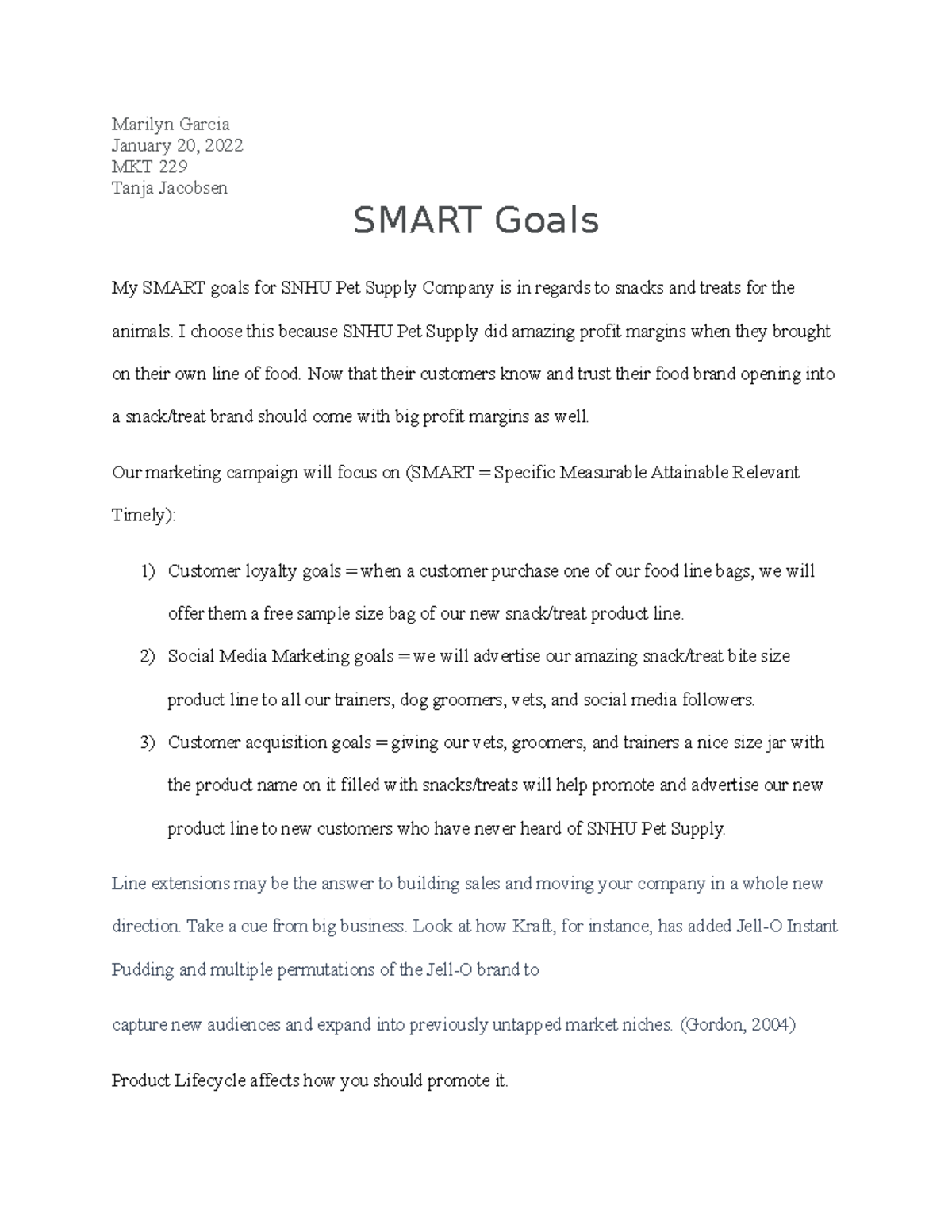 smart goals assignments