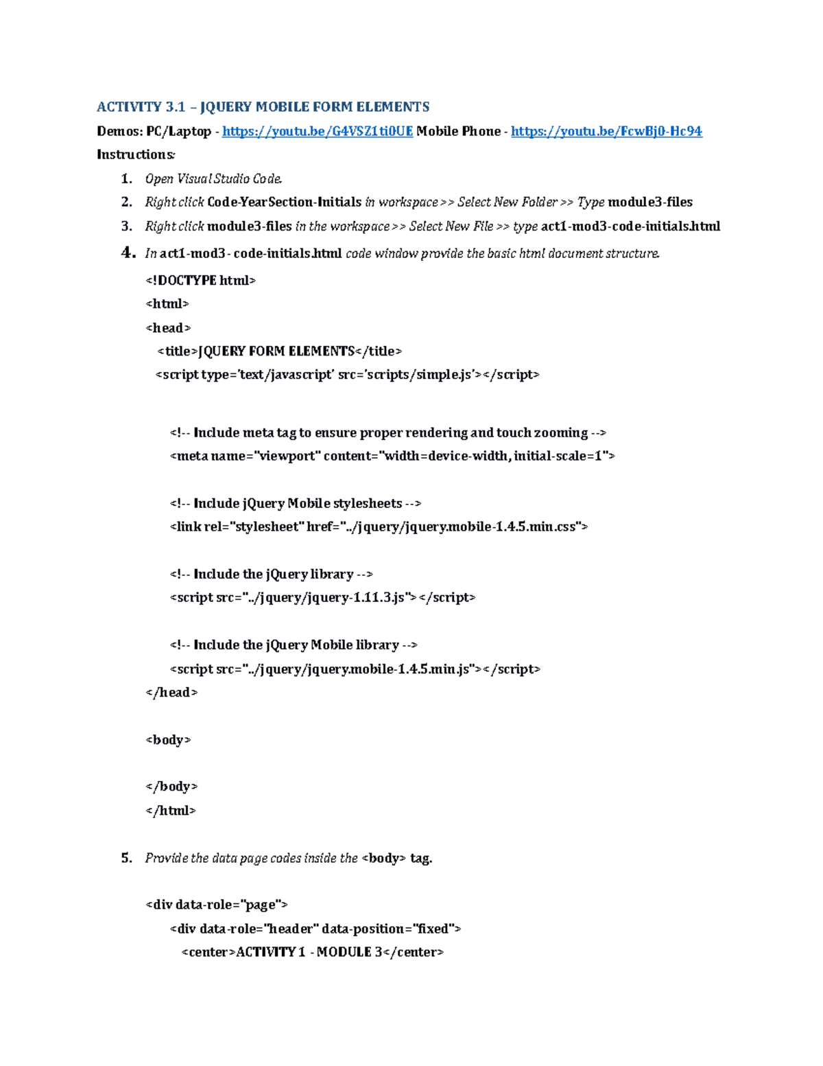 Mobile-Programming-3 for yougn programmers - ACTIVITY 3 – JQUERY MOBILE ...