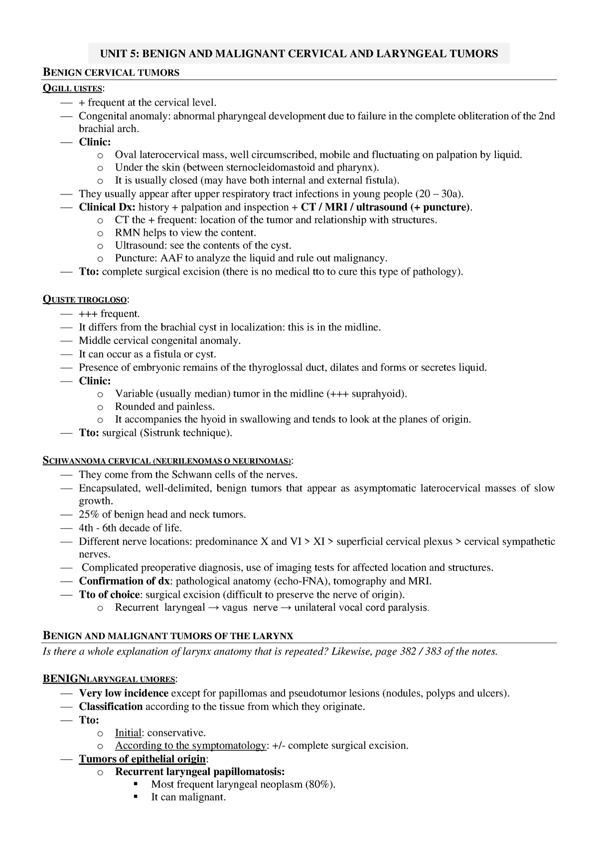 Anglès: Laringologia TEMA 5 - UNIT 5: BENIGN AND MALIGNANT CERVICAL AND ...