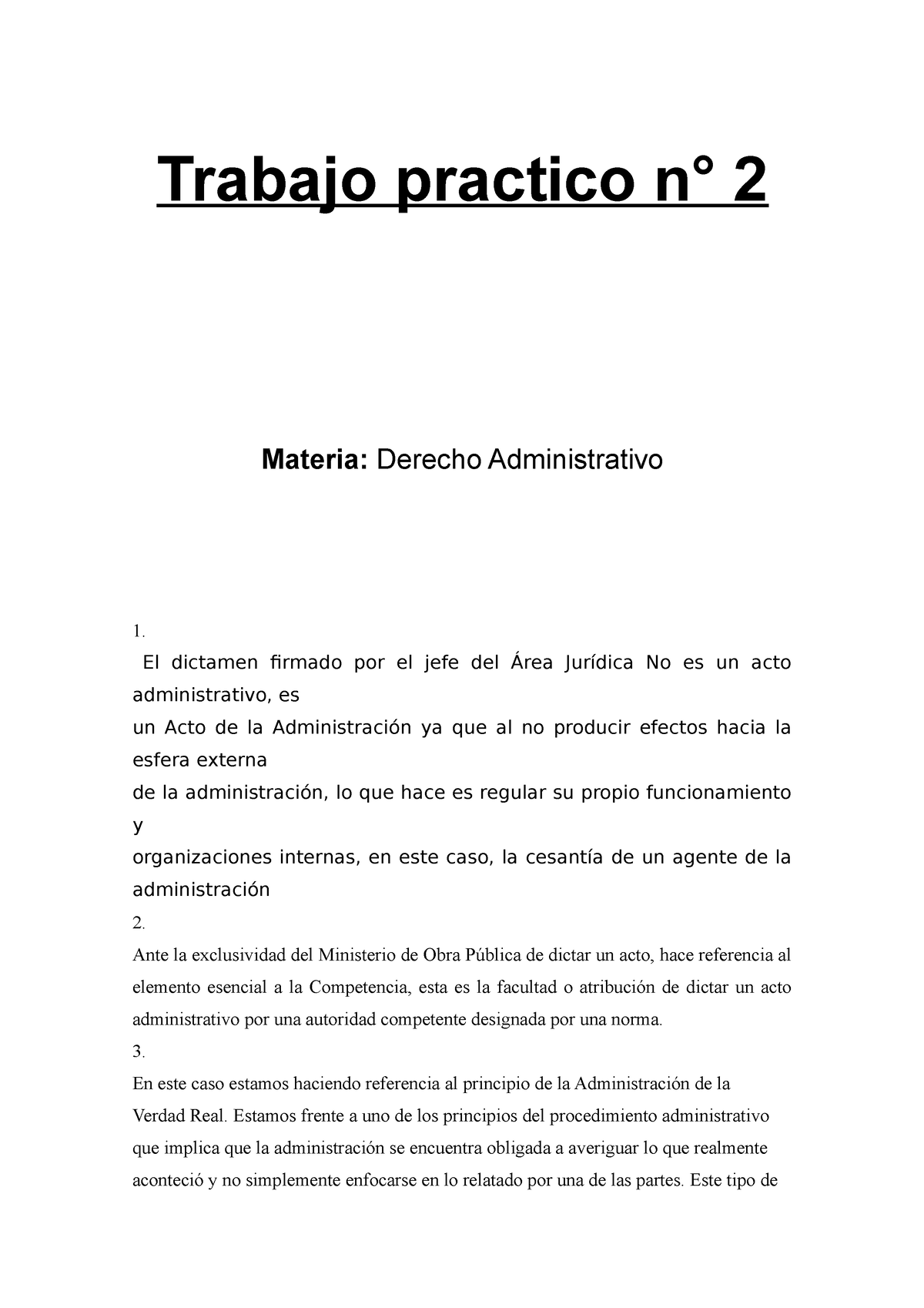 Trabajo Practico N° 2 El Dictamen Firmado Por El Jefe Del Área