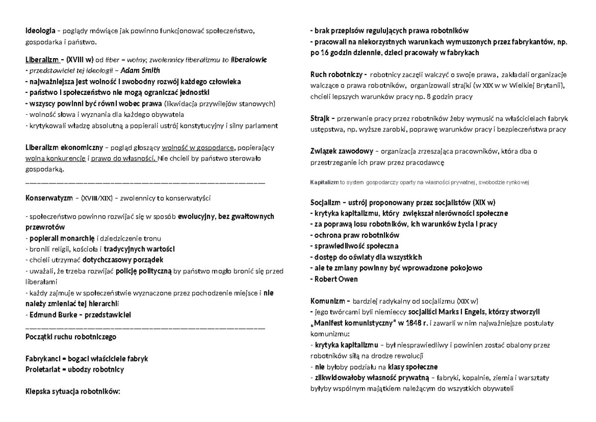 Historia temat 3 - Ideologia – poglądy mówiące jak powinno funkcjonować