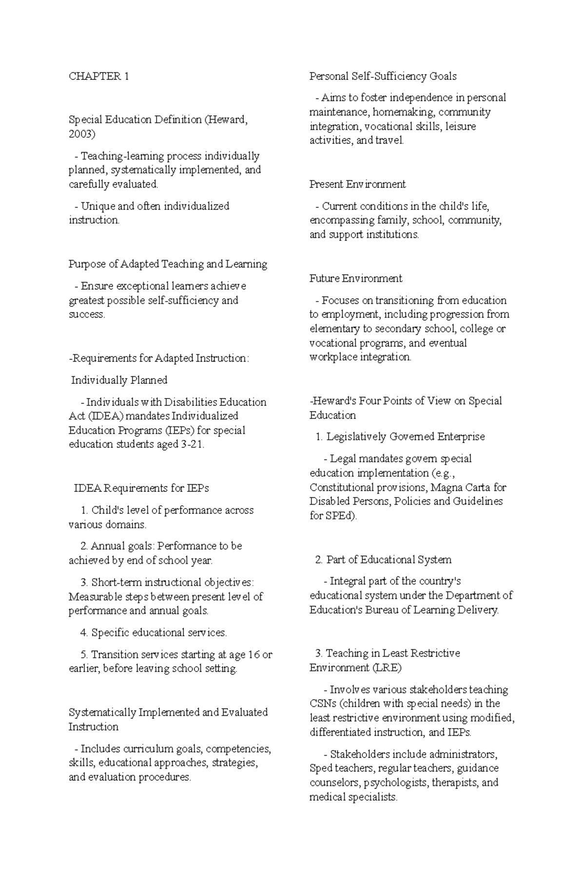 Special AND Inclusive Education - CHAPTER 1 Special Education ...