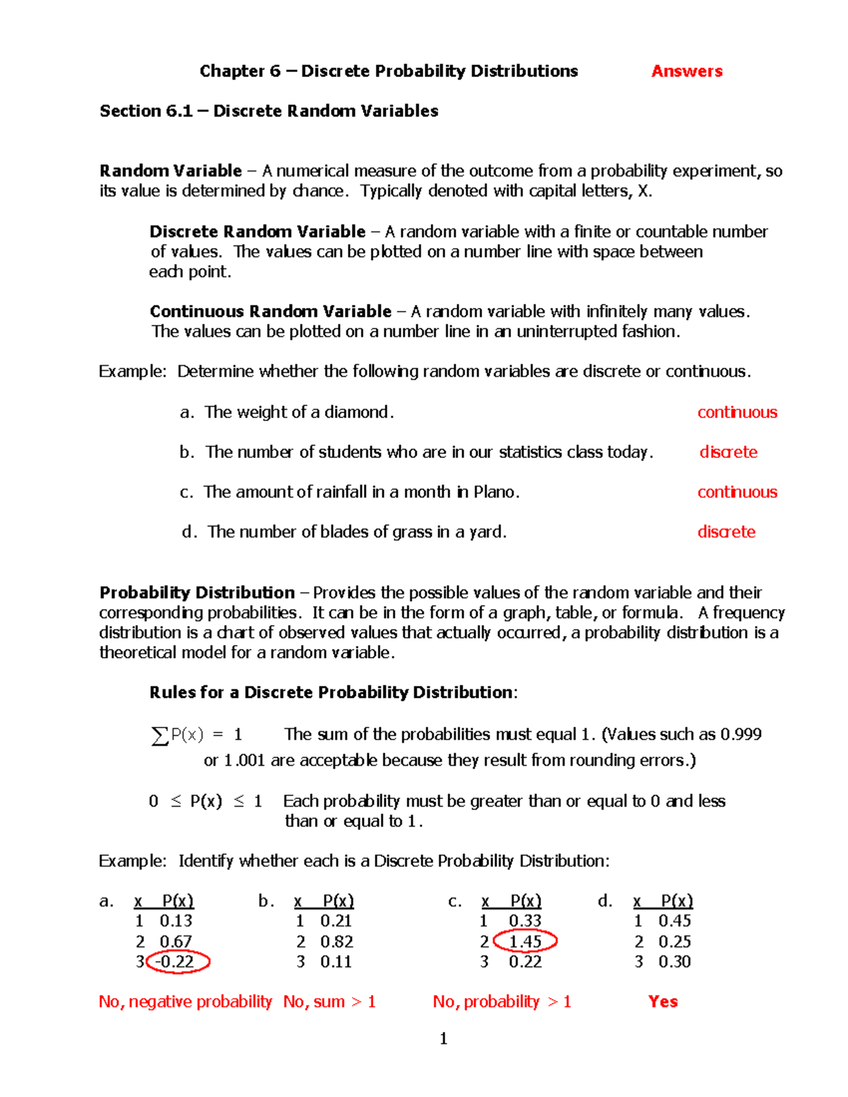 1342 Notes Chapter 6 Answers Spring 2020 - Chapter 6 – Discrete ...