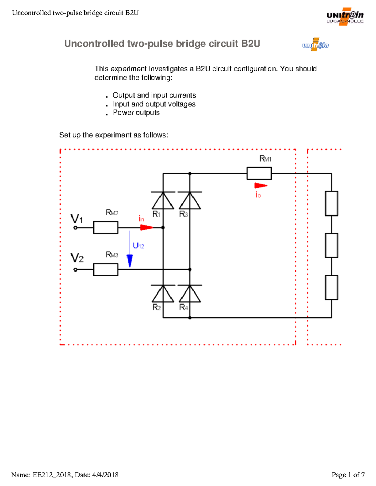 L5 - Set up the experiment as follows: Uncontrolled two-pulse bridge ...