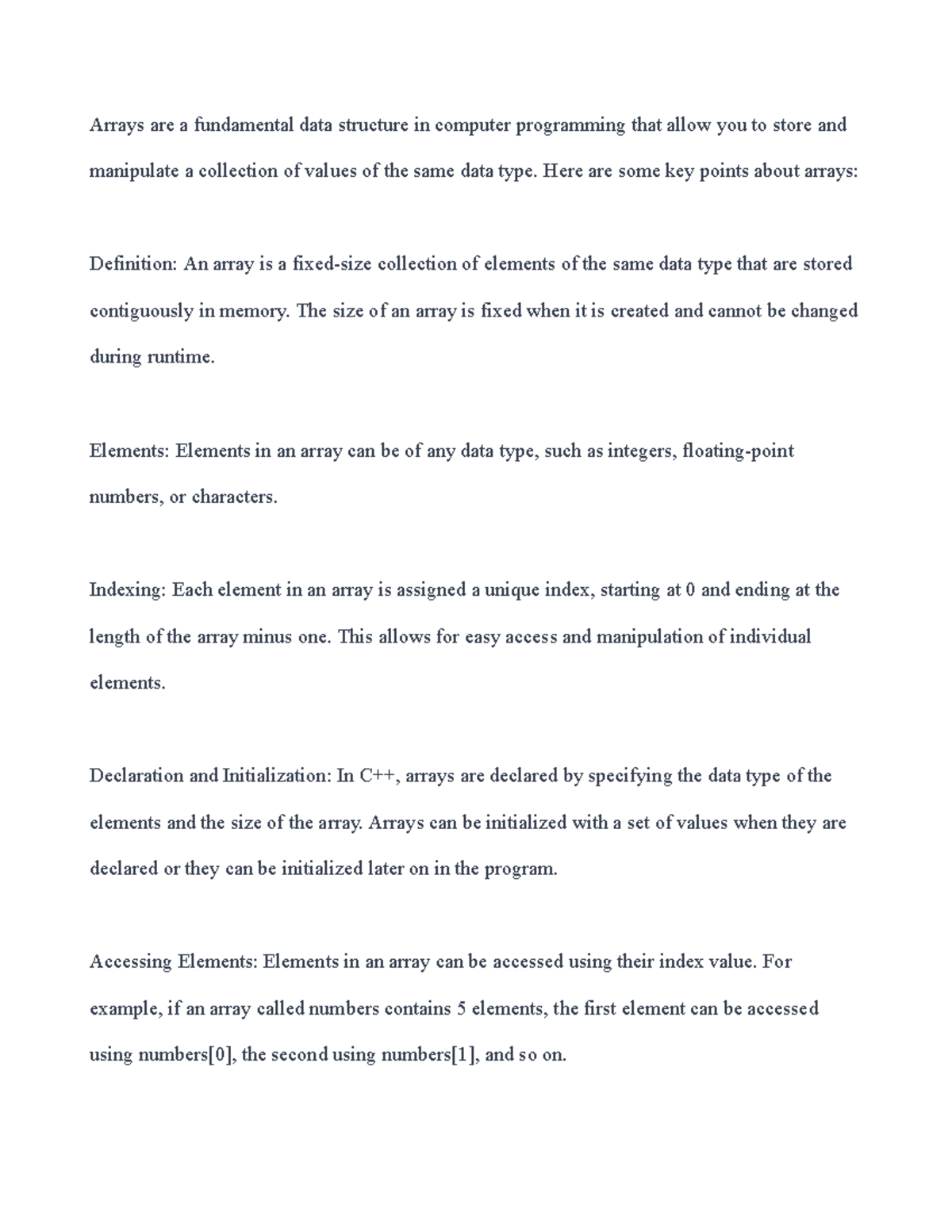 All About Arrays - personal notes - Arrays are a fundamental data ...