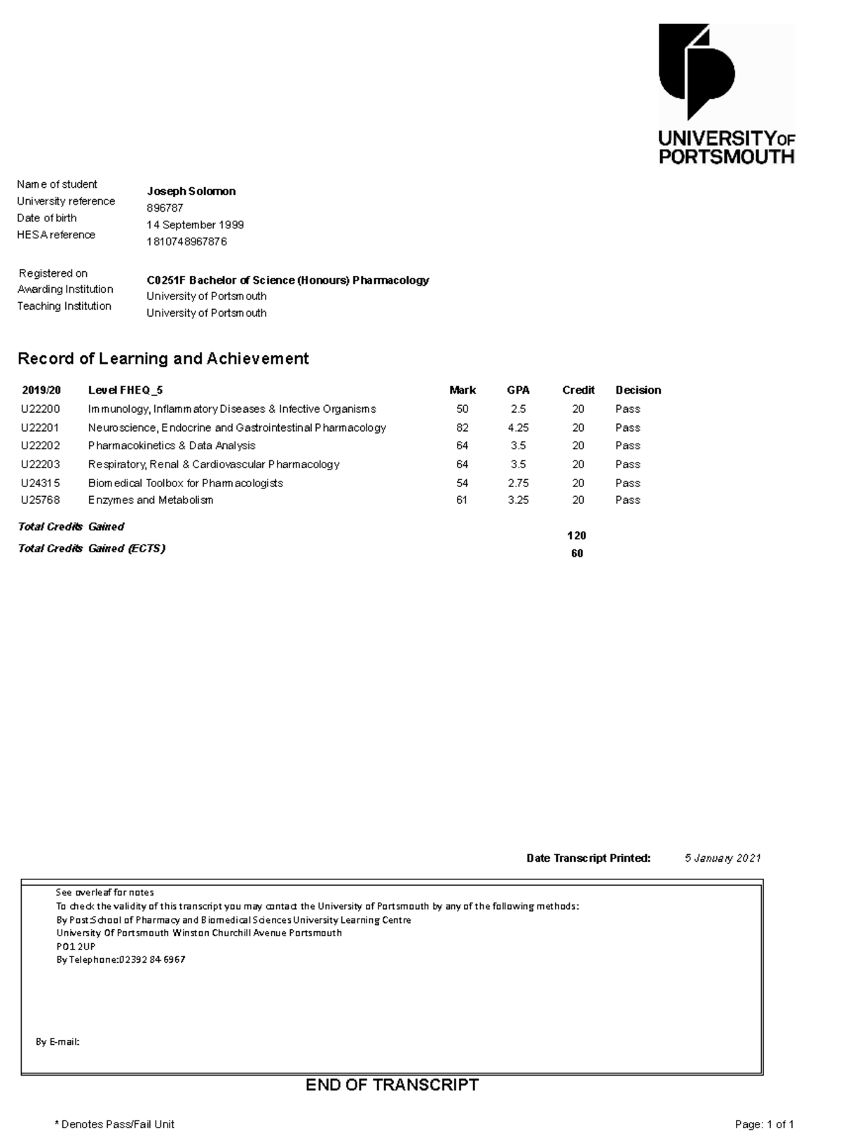 Level 5 896787-converted - By E-mail: See overleaf for notes To check ...