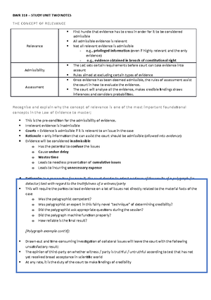 BWR 310 UNIT 1 NOTES - BWR 310 UNIT 1 Defining LOE In Tregea v Godart ...