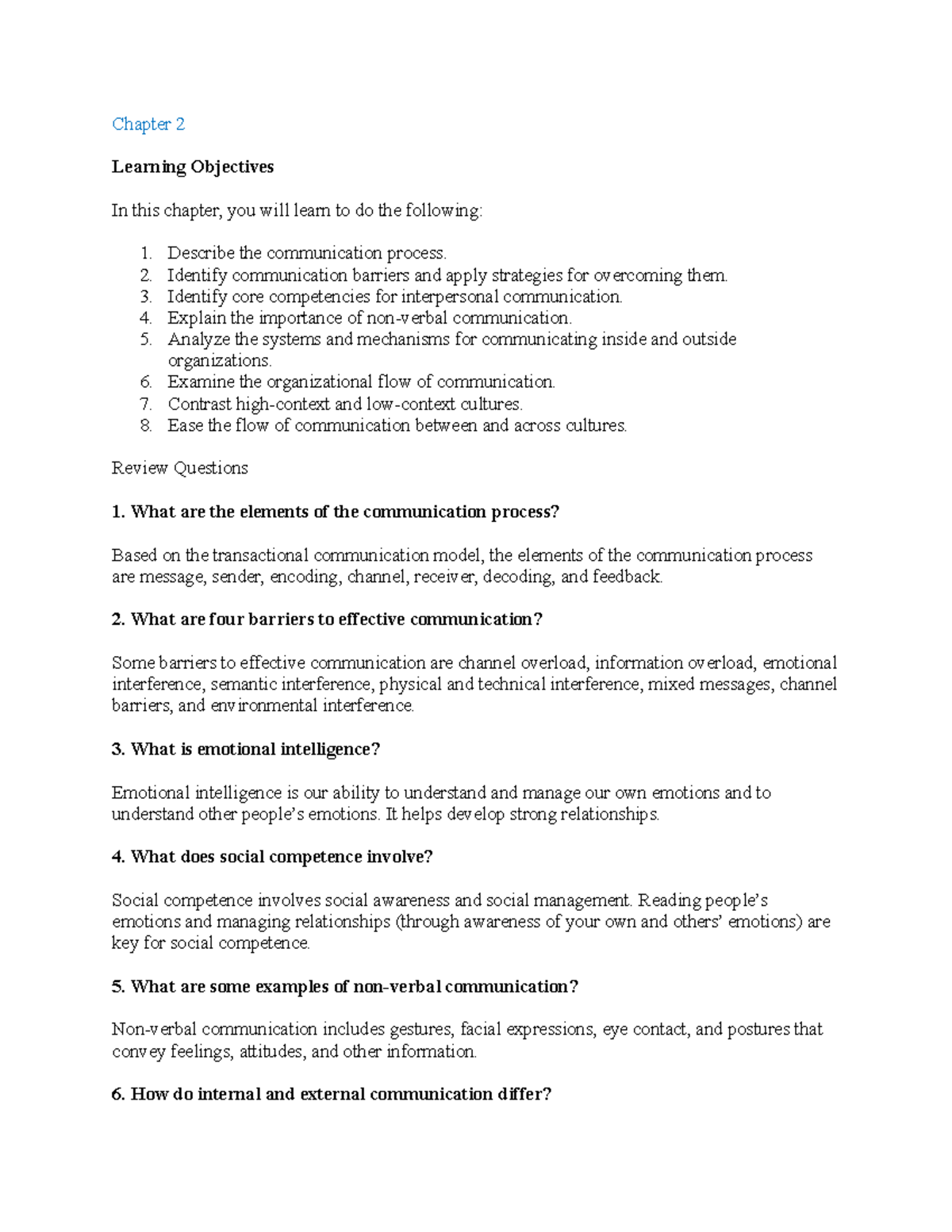 Chapter 2 Comm 205 Final Exam - Chapter 2 Learning Objectives In This ...