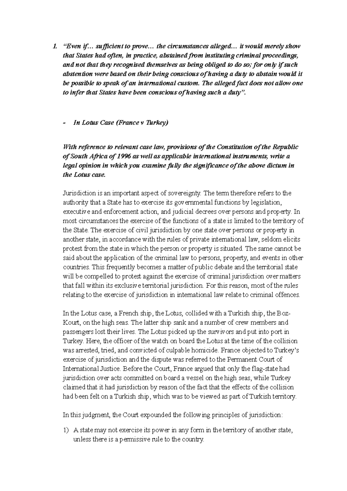 Lotus case case law “Even if... sufficient to prove... the