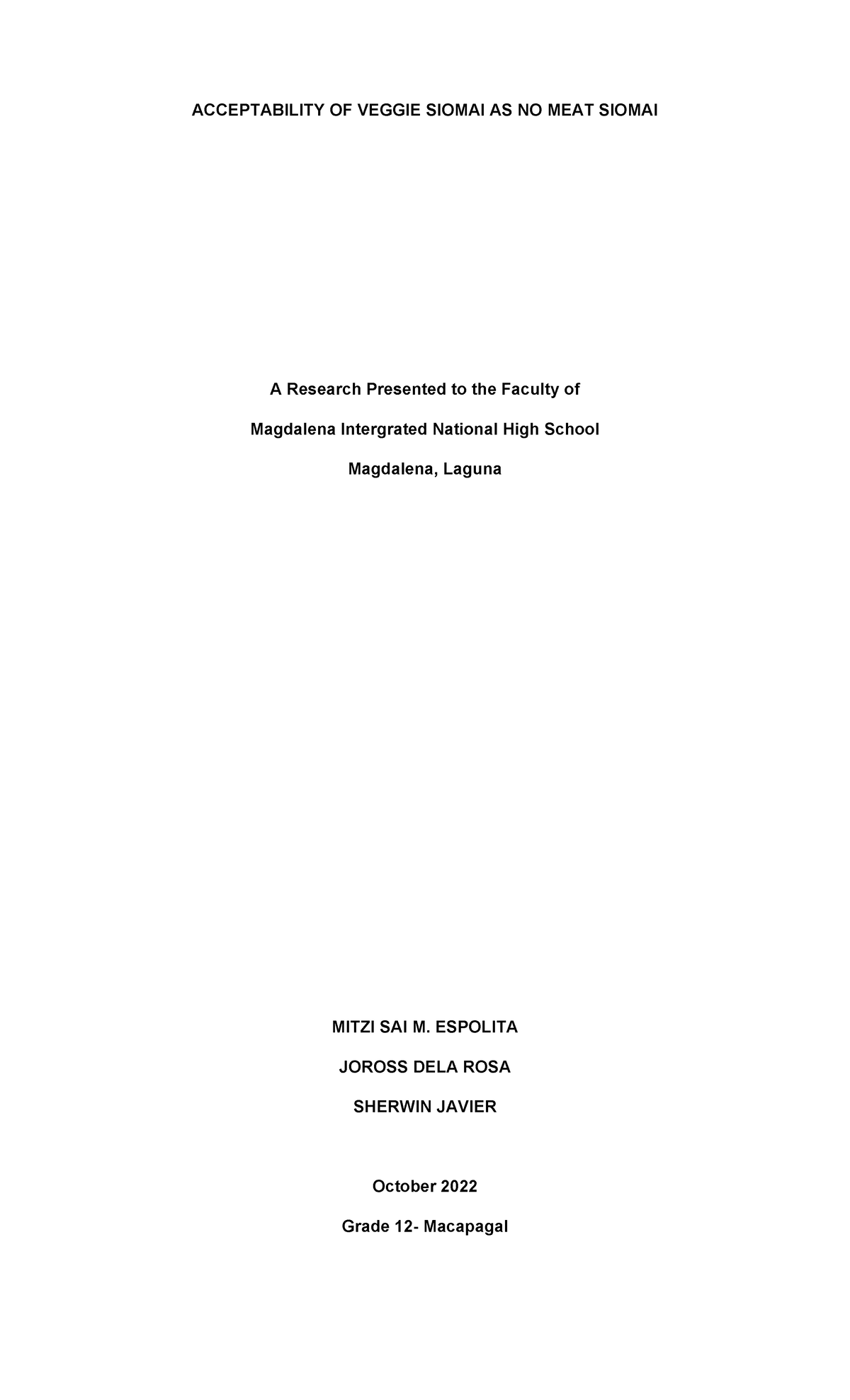 Chapter-1-3 - ACCEPTABILITY OF VEGGIE SIOMAI AS NO MEAT SIOMAI A ...