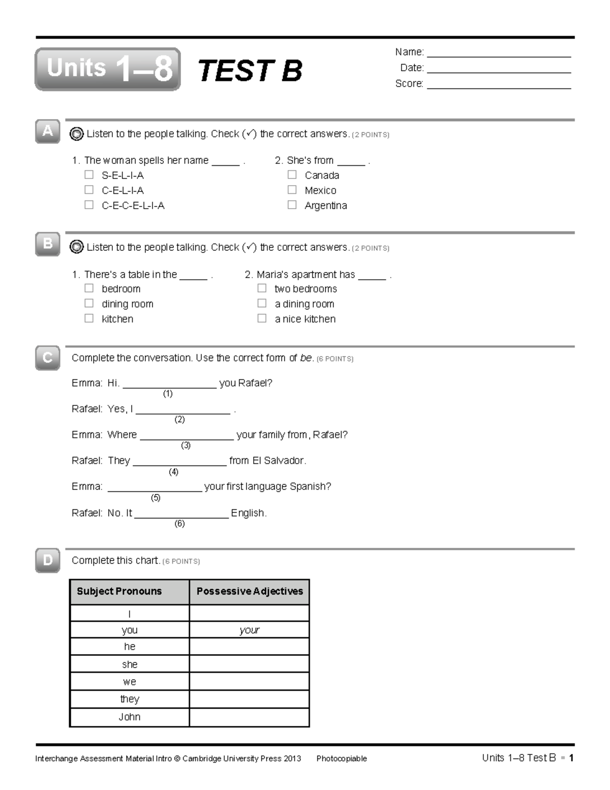 317731116 Interchange Final Test B Intro Units 1 8 - Deprecated API ...