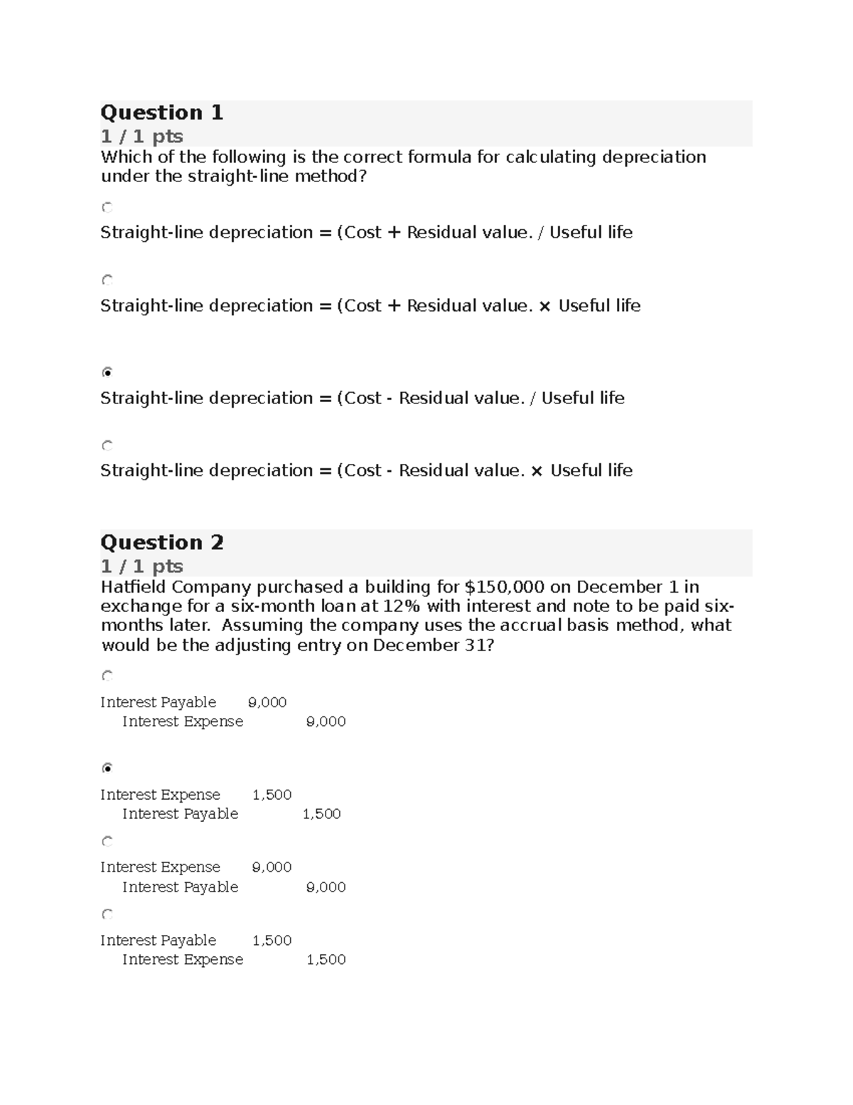 Post quiz 3 T123 Question 1 1 / 1 pts Which of the following is the