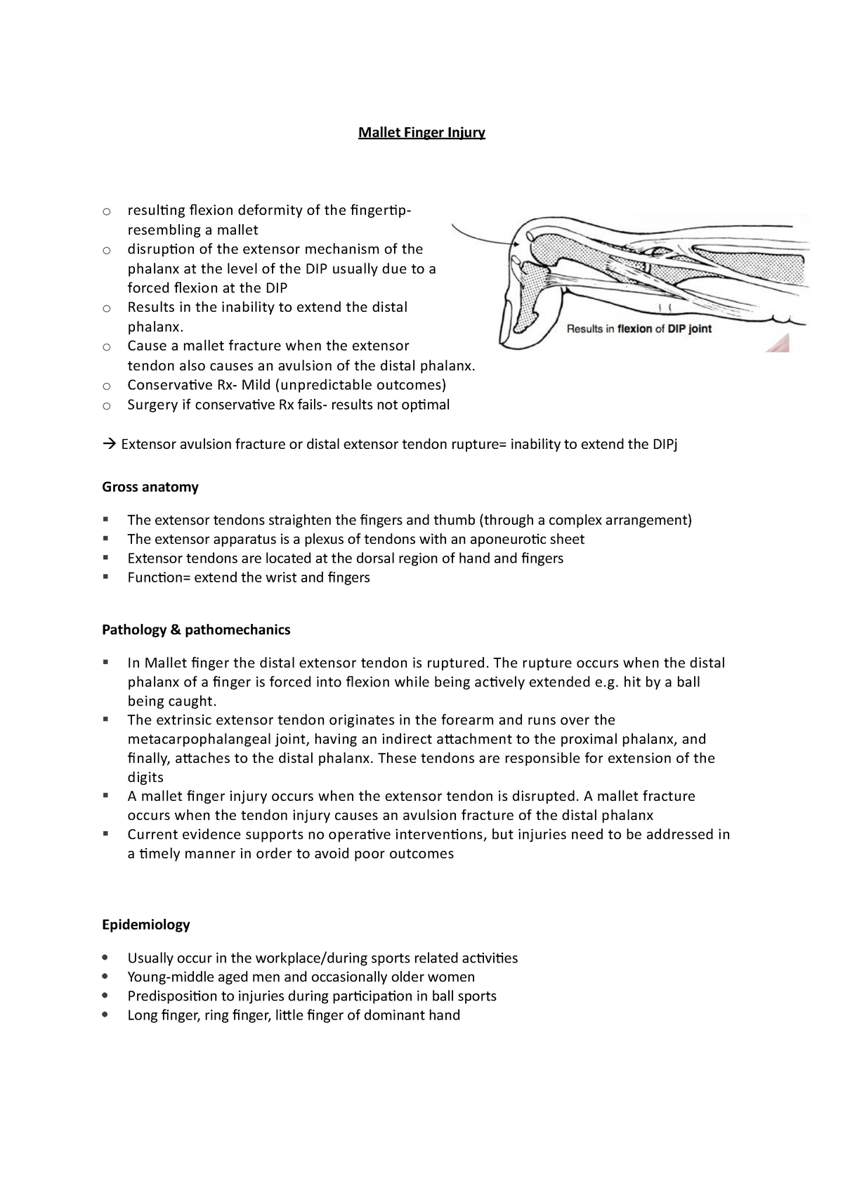 MSK- Mallet finger injury - Mallet Finger Injury o resulting flexion ...