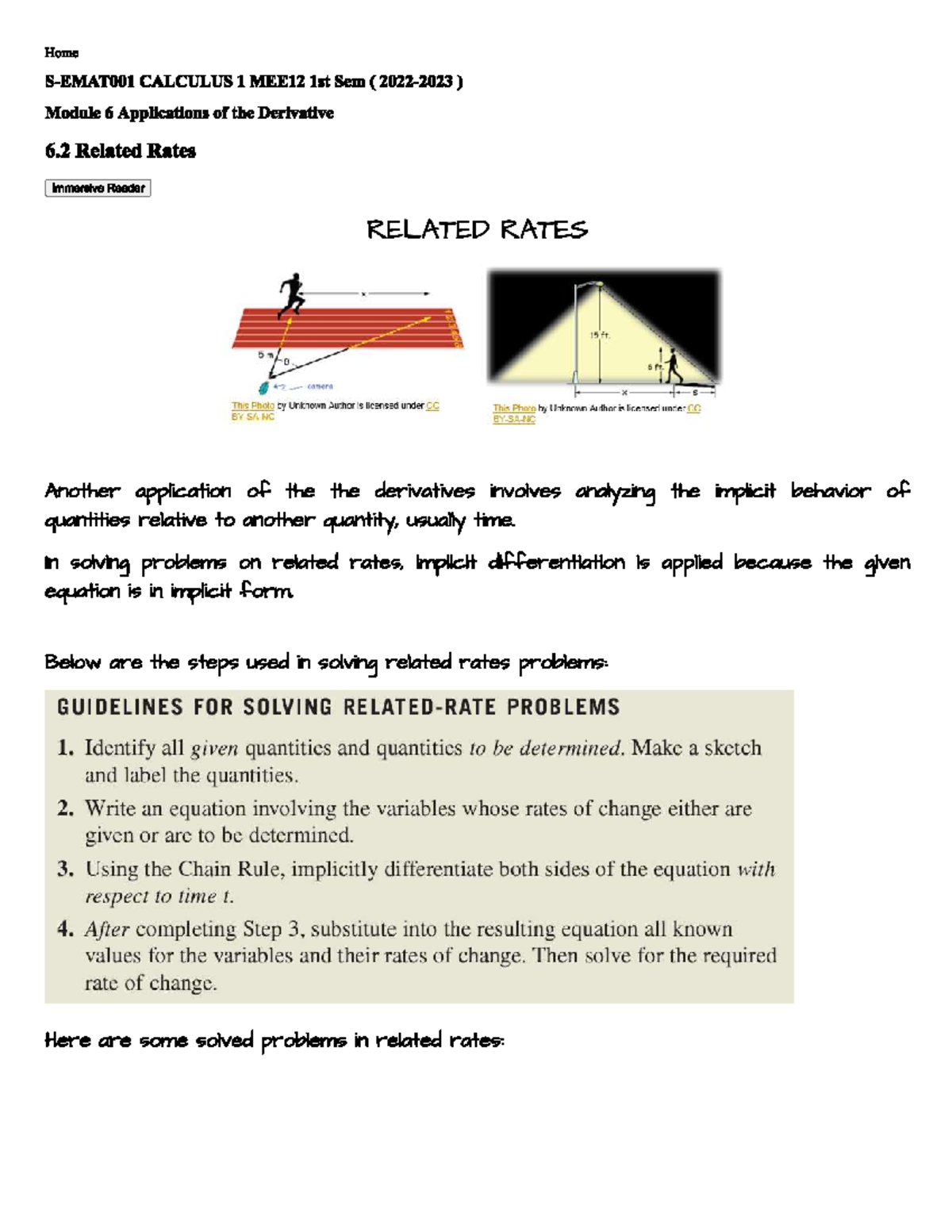 6.2 Related Rates - from sb - Calculus 1 - Studocu