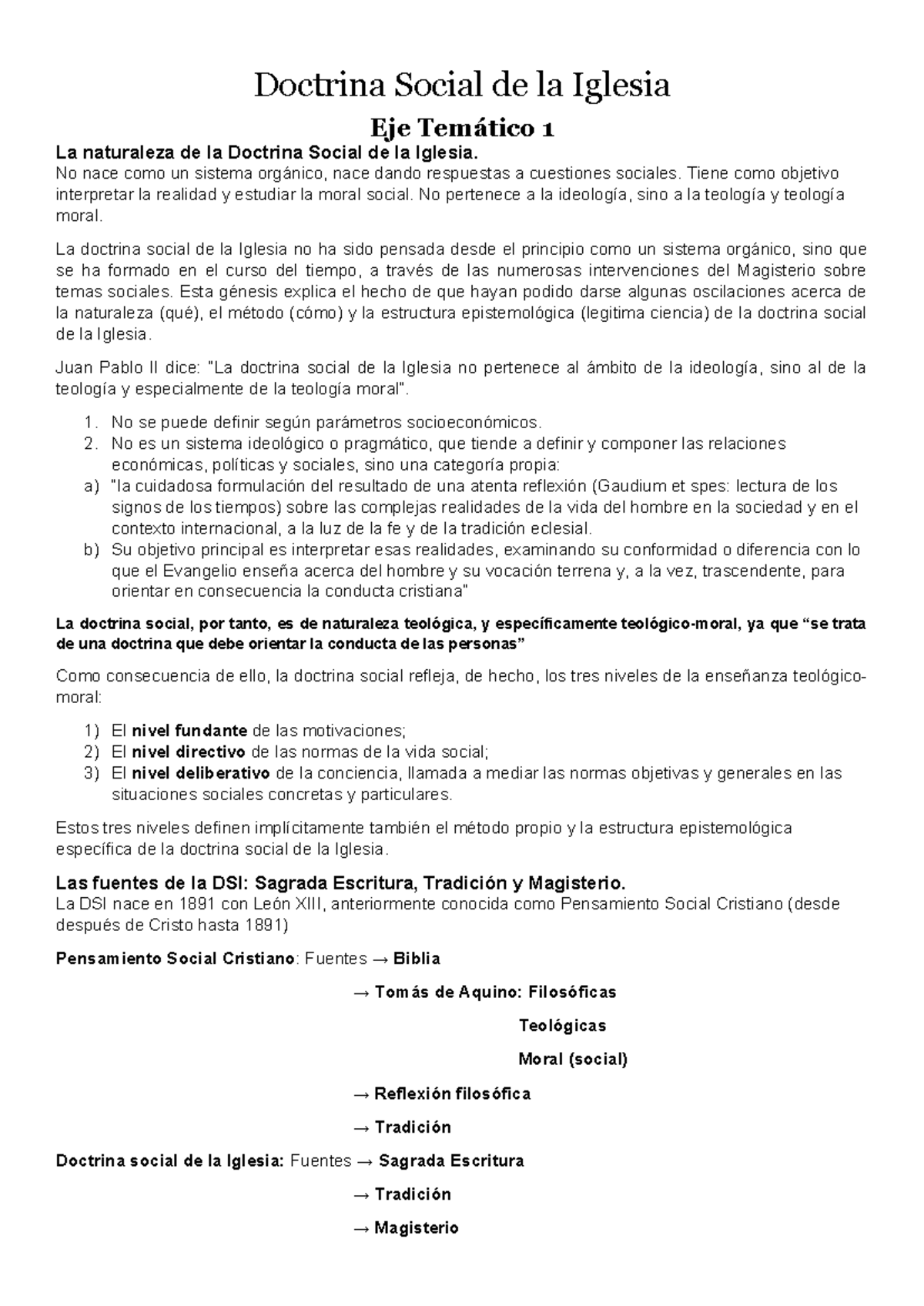 Resumen DSI-1 - .... - Doctrina Social de la Iglesia Eje Temático 1 La ...