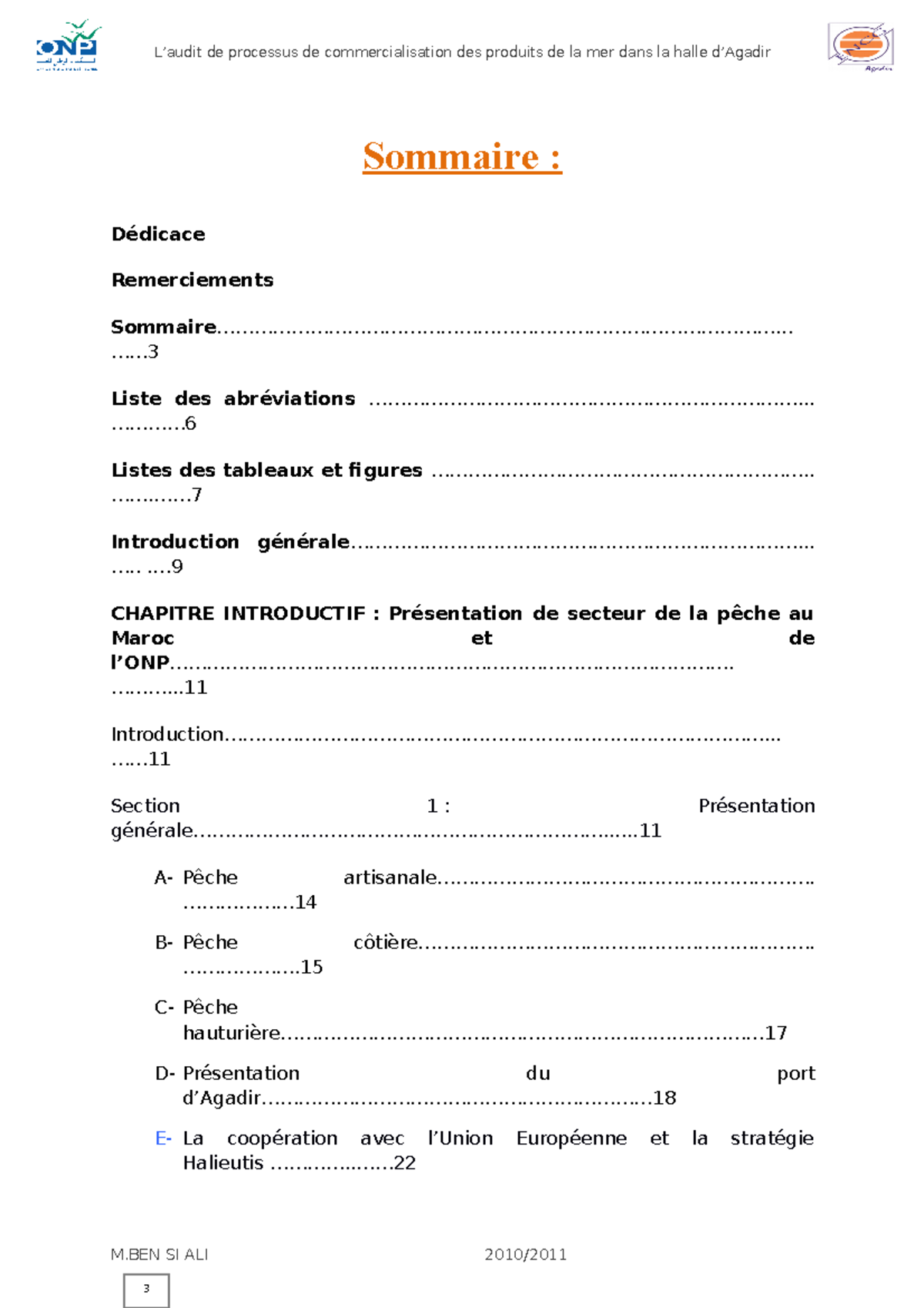 L’audit de processus de commercialisation des produits de la mer dans ...