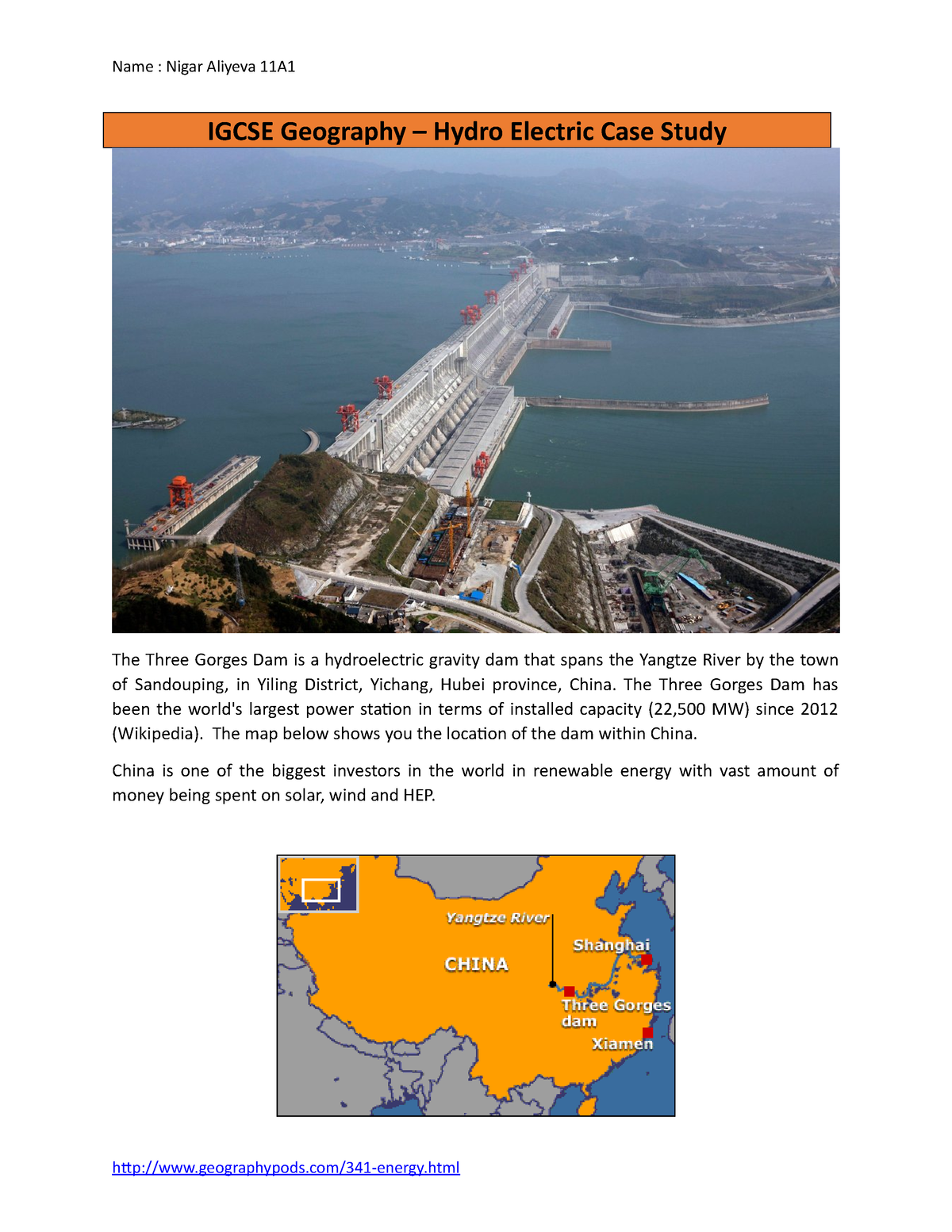 energy supply in china case study igcse