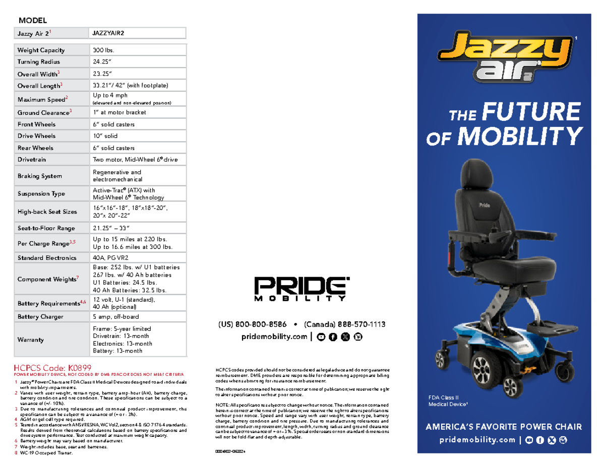 Jazzyair 2 - Wheelchair assessment, trialled options - 0004902– (US ...