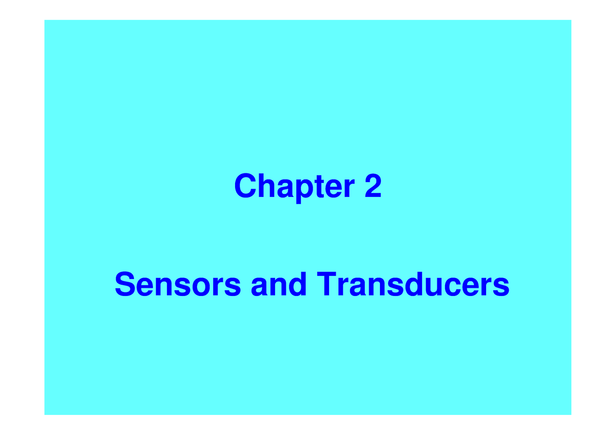 Sensors And Transducers - Chapter 2 Sensors And Transducers Infrared ...