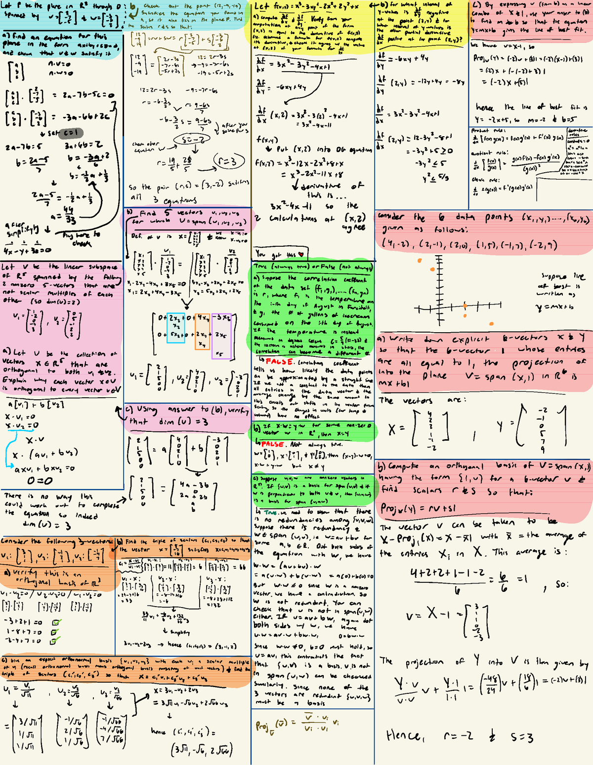 Math 51 Class summary - Lettbe I check thatthe point (12,-9, -19) y ...