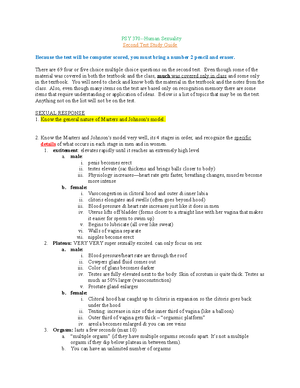 PSY 370 SG 2 revised - study guide for test 2 - SEXUAL RESPONSE Masters ...