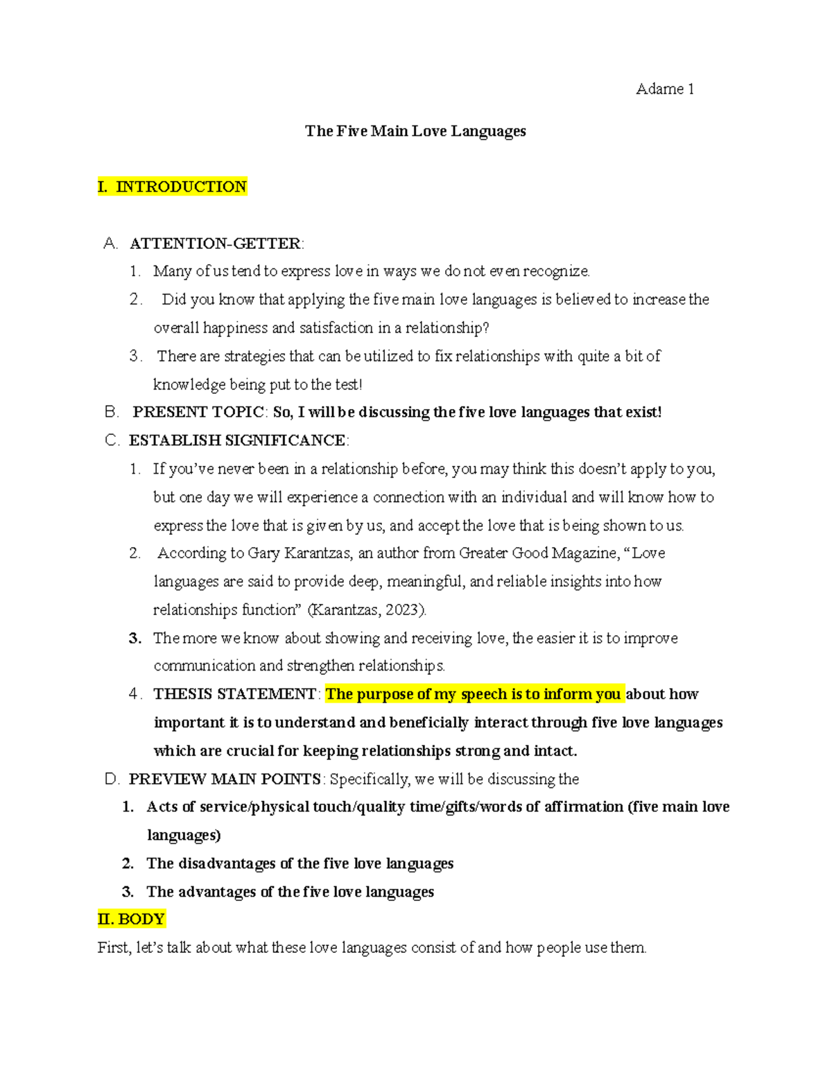 Infor+Speech+Outline.docx - The Five Main Love Languages I ...