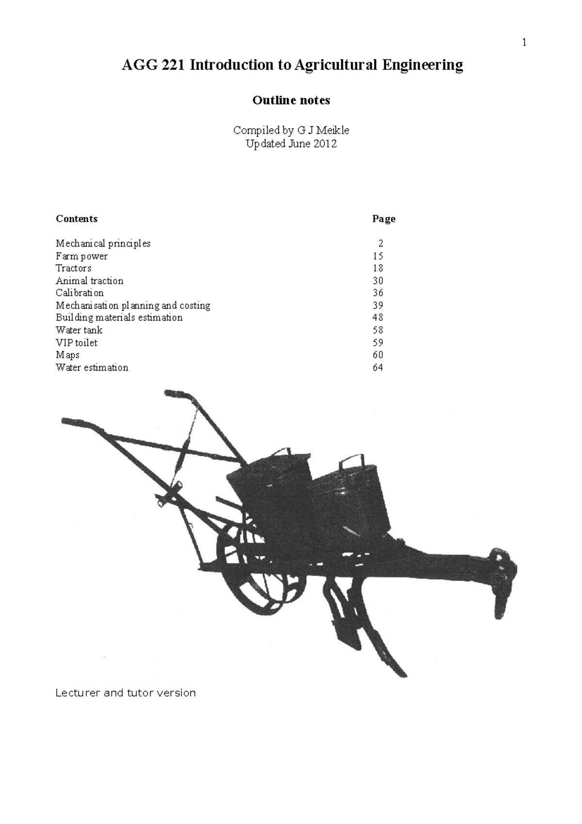 Eng notes (student) 2014 - AGG 221 Introduction to Agricultural ...