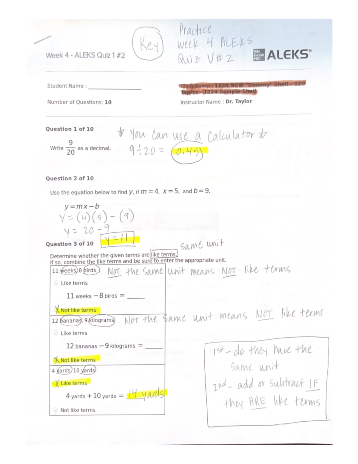 Week 4 Aleks Quiz V2 Practice KEY Written Solutions MAT110 Studocu