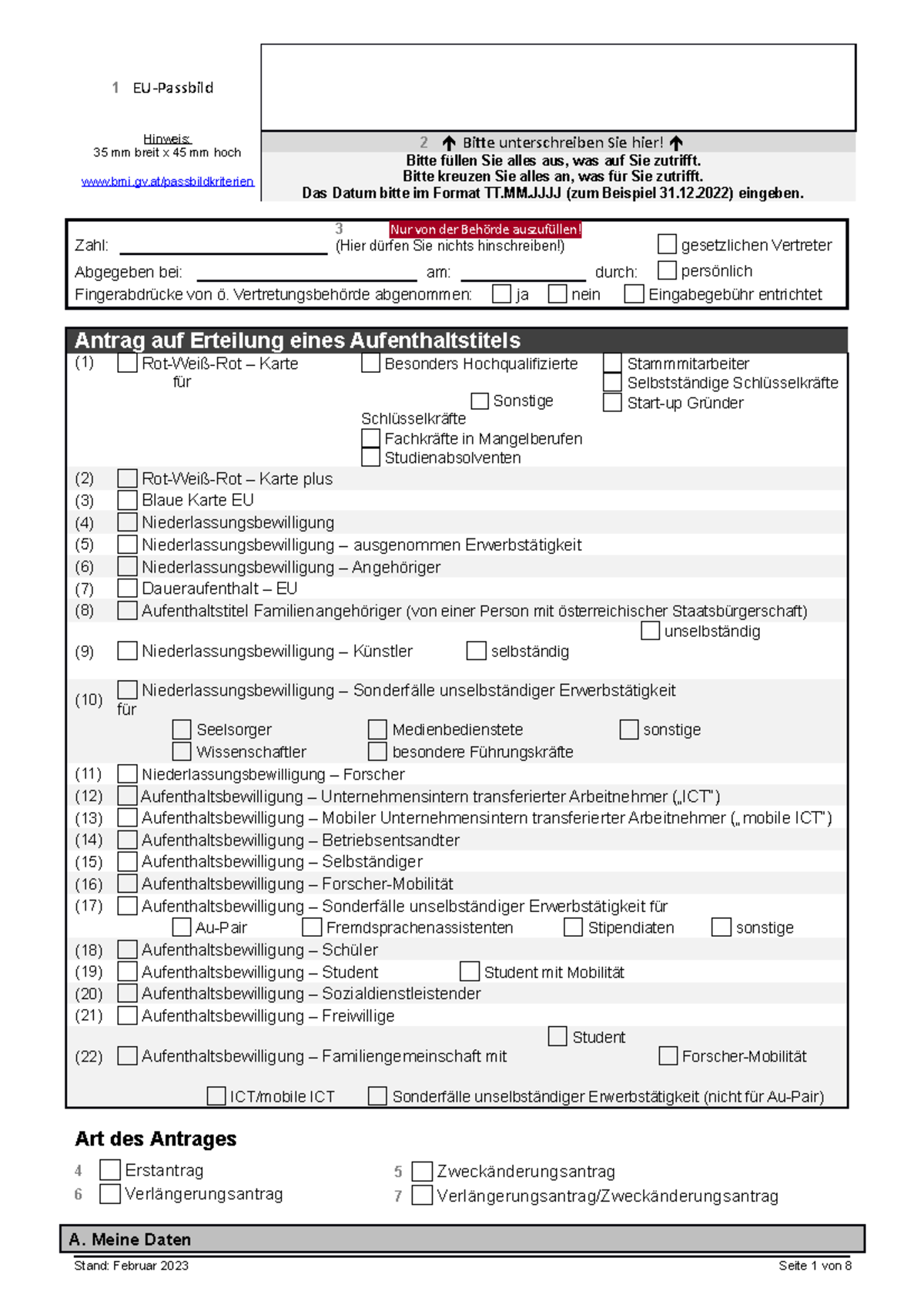 Antragsformular - Hjjkh - 1 EU-Passbild Hinweis: 35 Mm Breit X 45 Mm ...