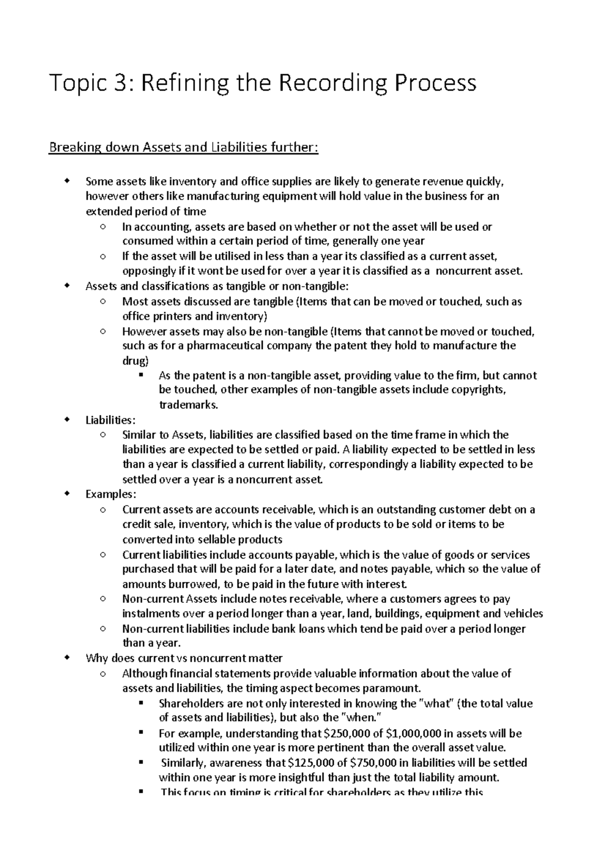 Topic 3 Refining the Recording Process - Breaking down Assets and ...