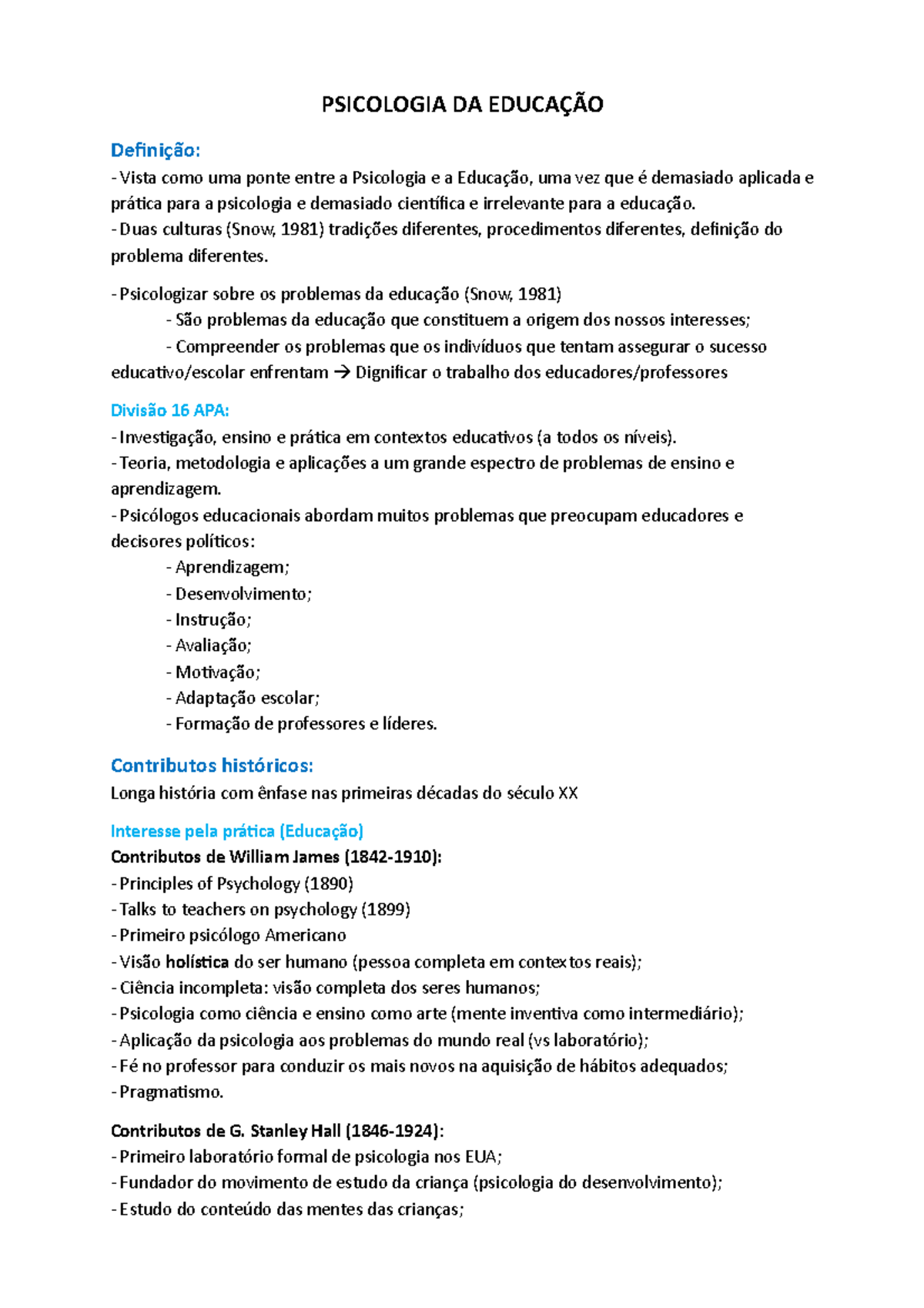 Psicologia Da Educação Resumo - BRAINCP