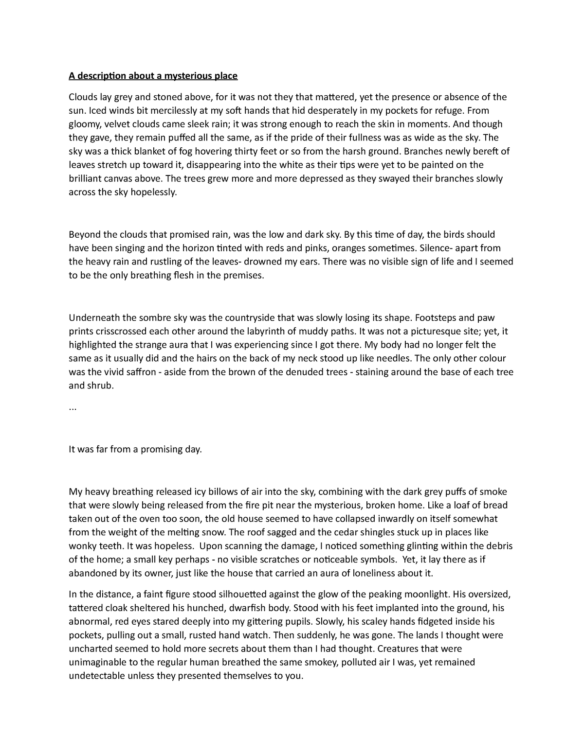 essay on mysterious death for class 7