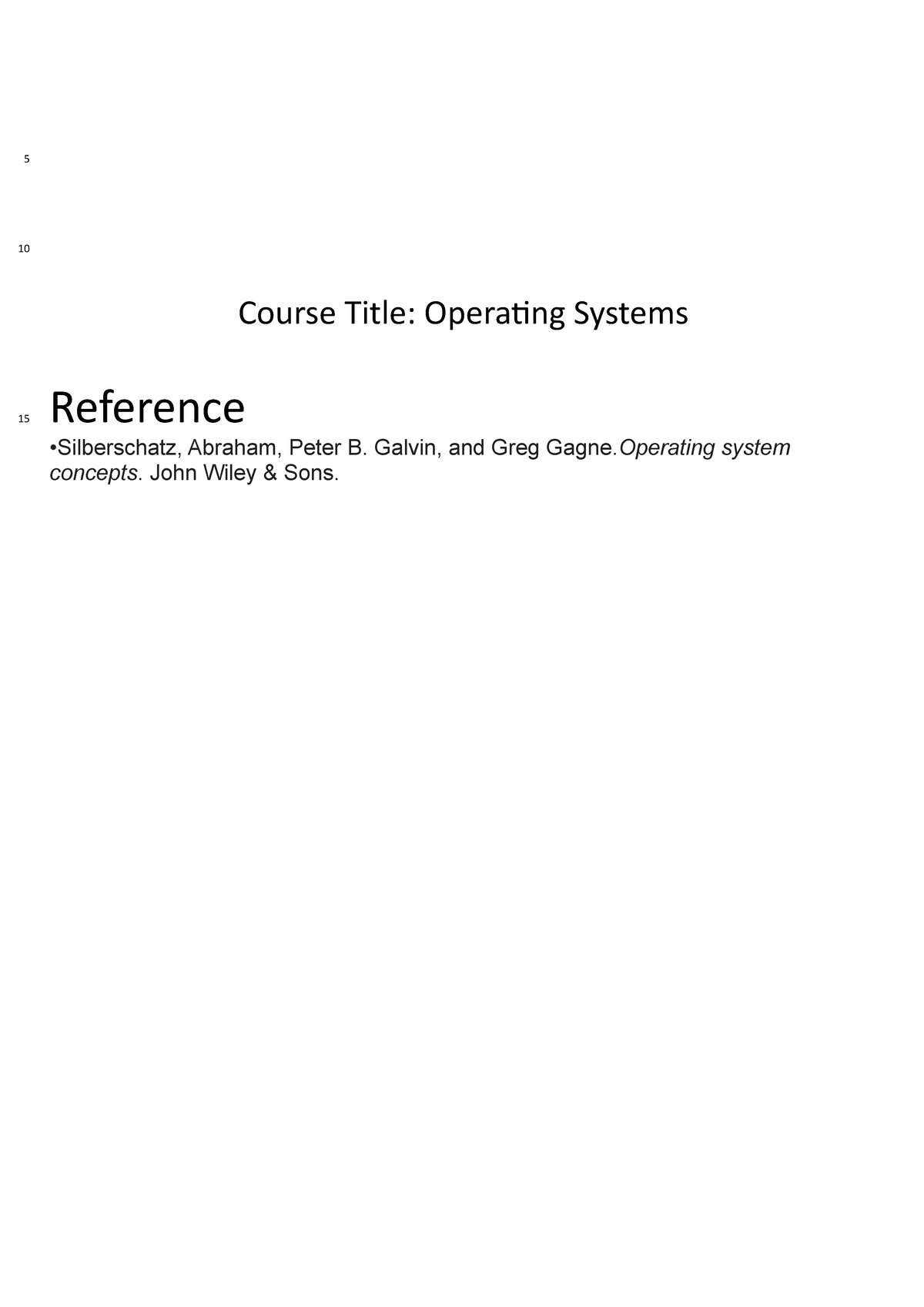 Operation Systems - Lec 1 - Course Title: Operating Systems Reference ...