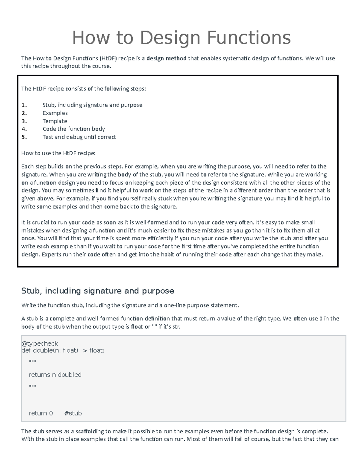 The How to Design Functions How to Design Functions The How to Design