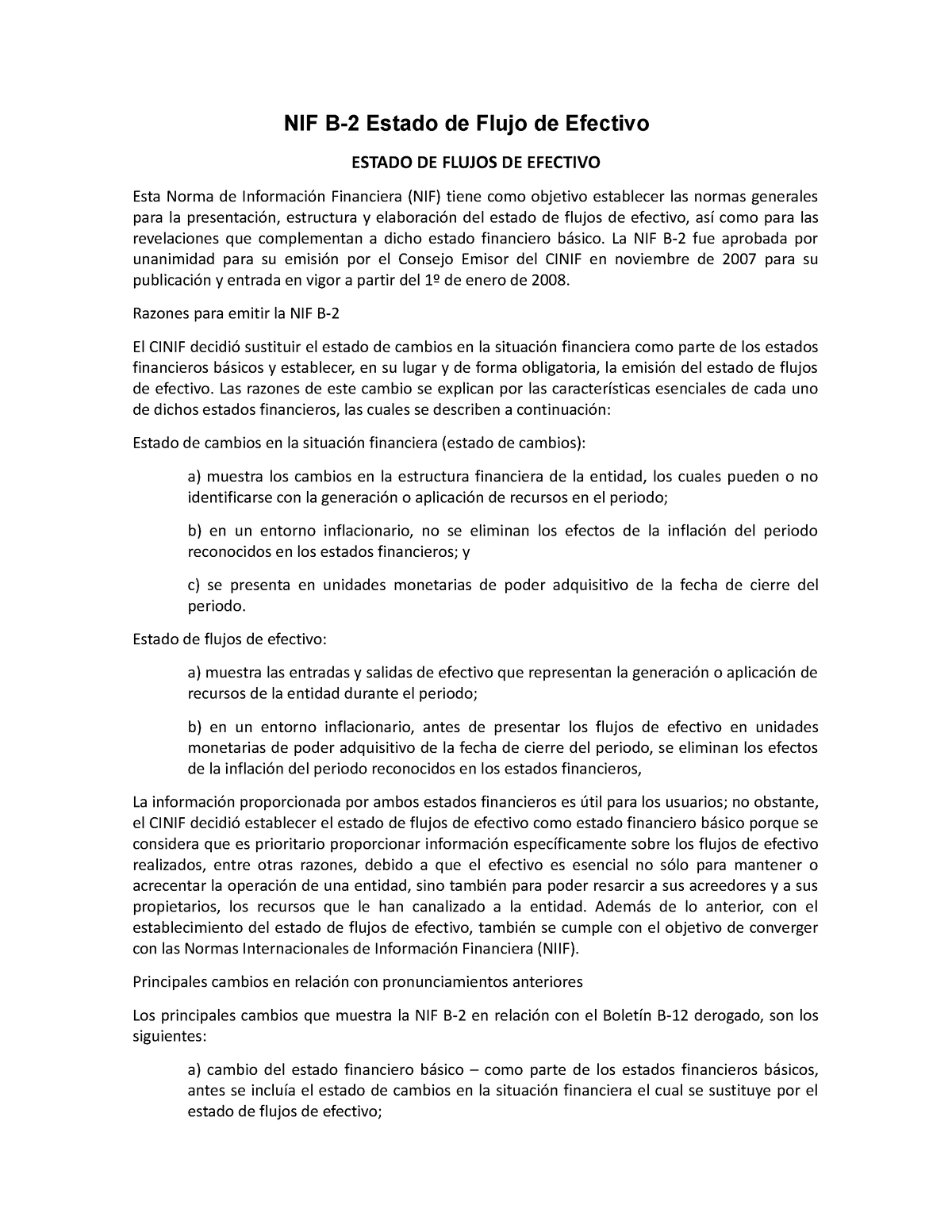 NIF B-2 - Unico - NIF B-2 Estado De Flujo De Efectivo ESTADO DE FLUJOS ...