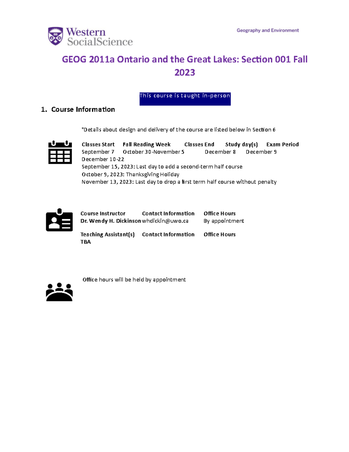 Outline 2011A GEO GEOG 2011a Ontario and the Great Lakes Sec 7 on