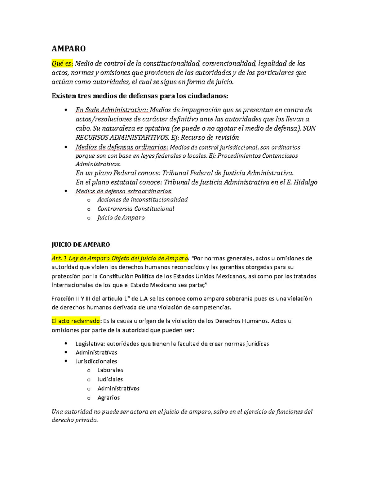Juicio de Amparo. Generalidades - AMPARO Qué es: Medio de control de la ...