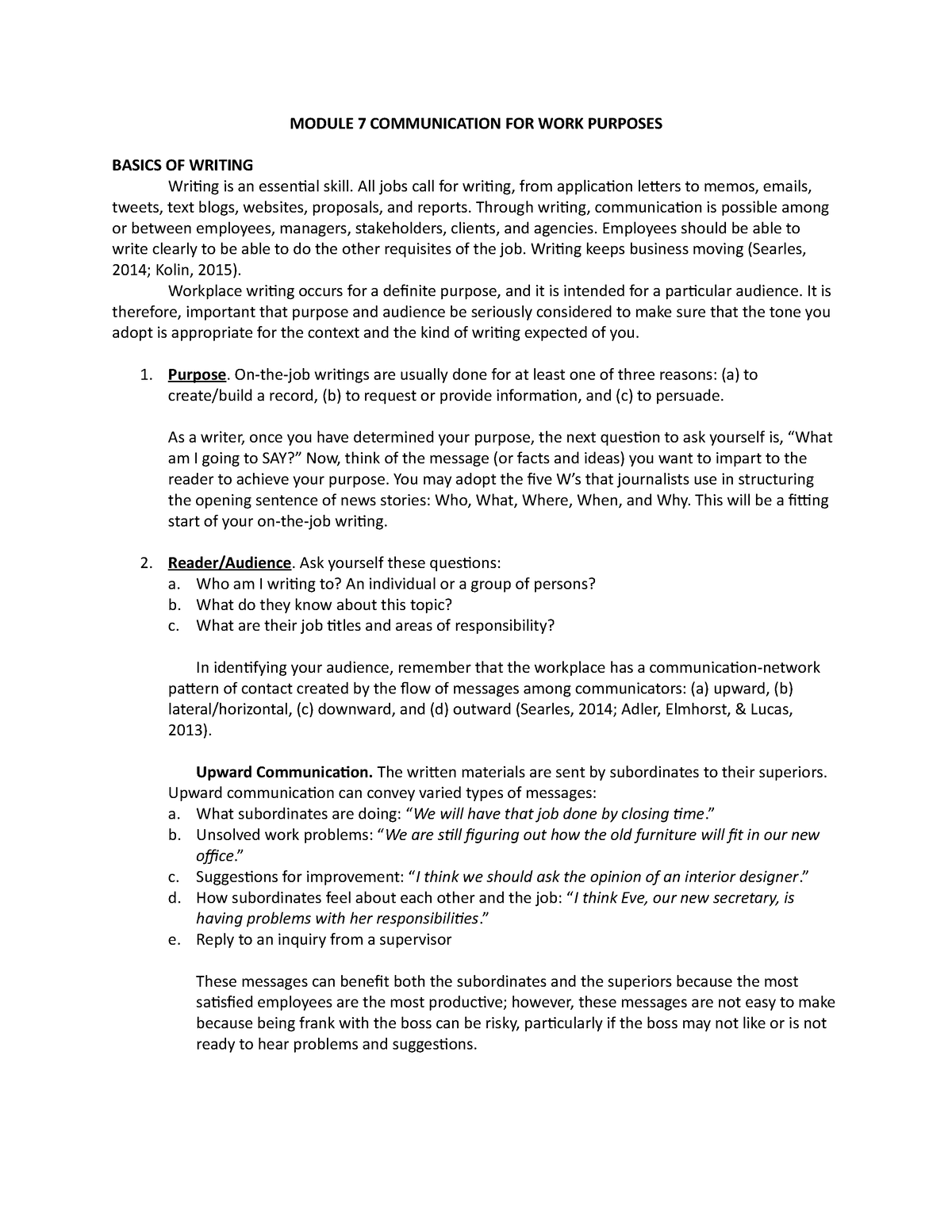 communication for work purposes essay