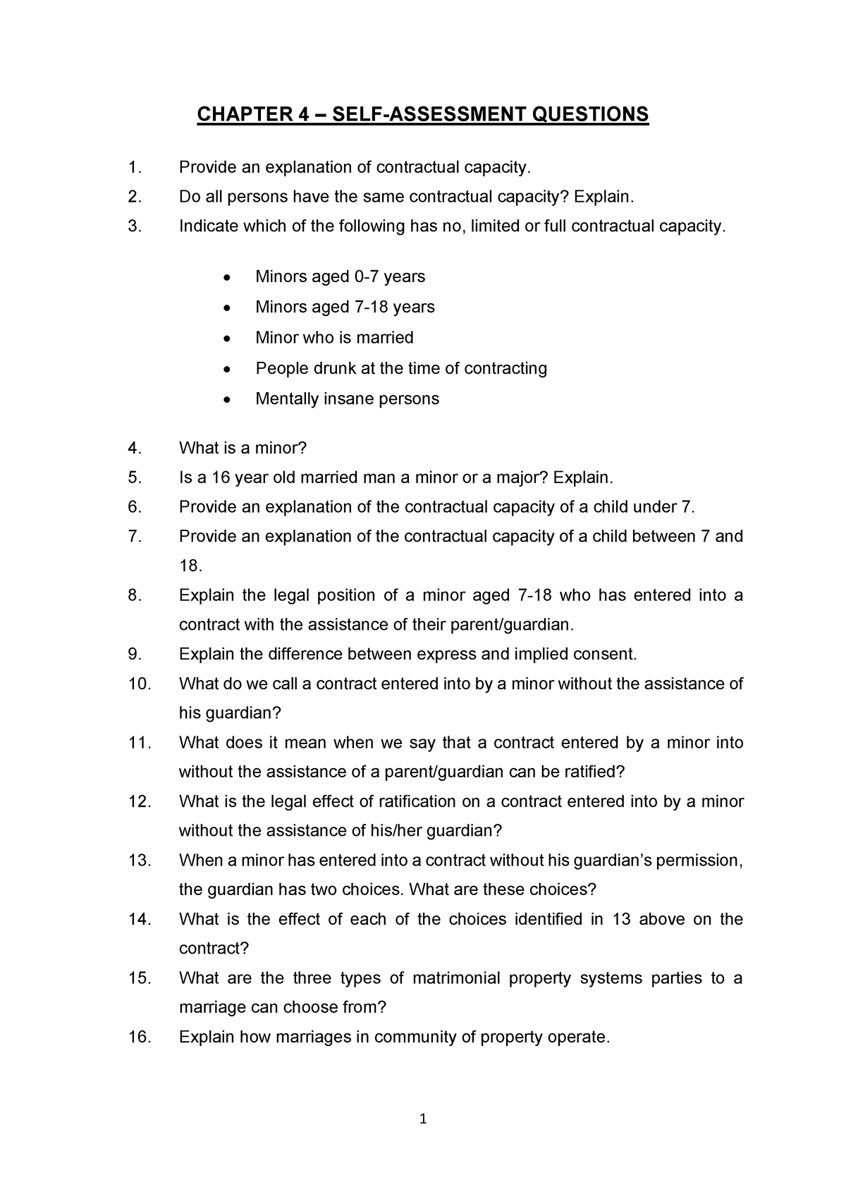 SELF Assessment Questions 1 CHAPTER 4 SELF ASSESSMENT QUESTIONS   Thumb 1200 1697 