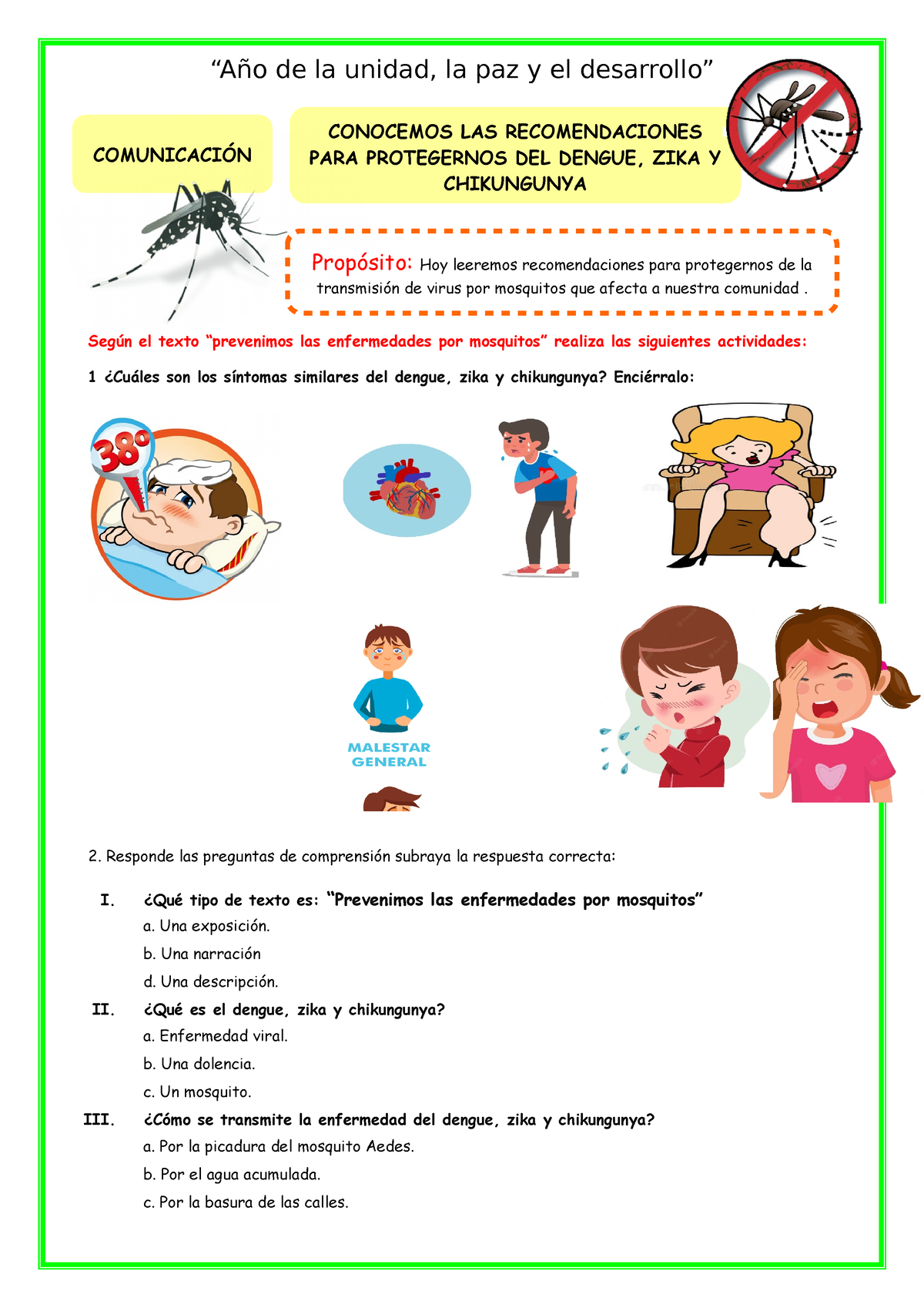 Ficha Adicional Conocemos Las Recomendaciones Para Protegernos Del Dengue Zika Y Chikungunya 9236