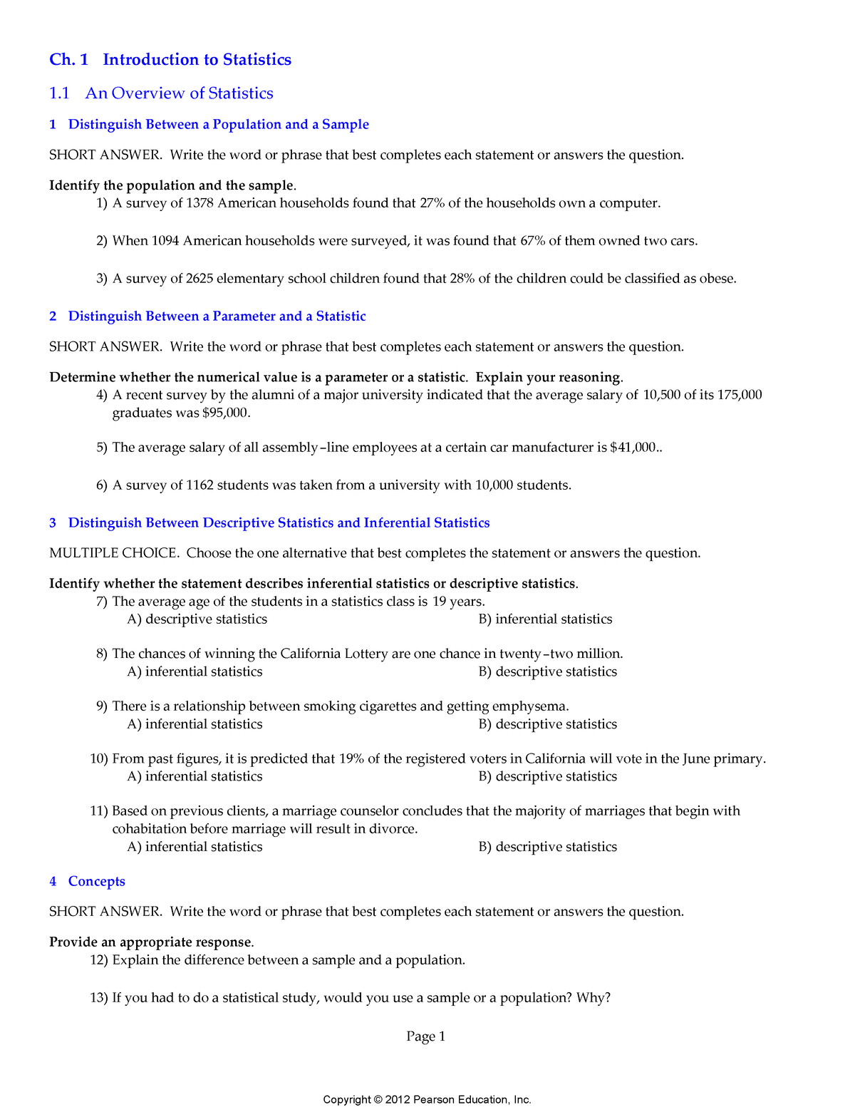 Chapter 1 - Ch. 1 Introduction To Statistics 1 An Overview Of ...