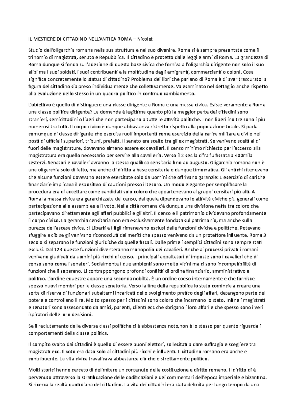 Il mestiere del cittadino nell'antica Roma