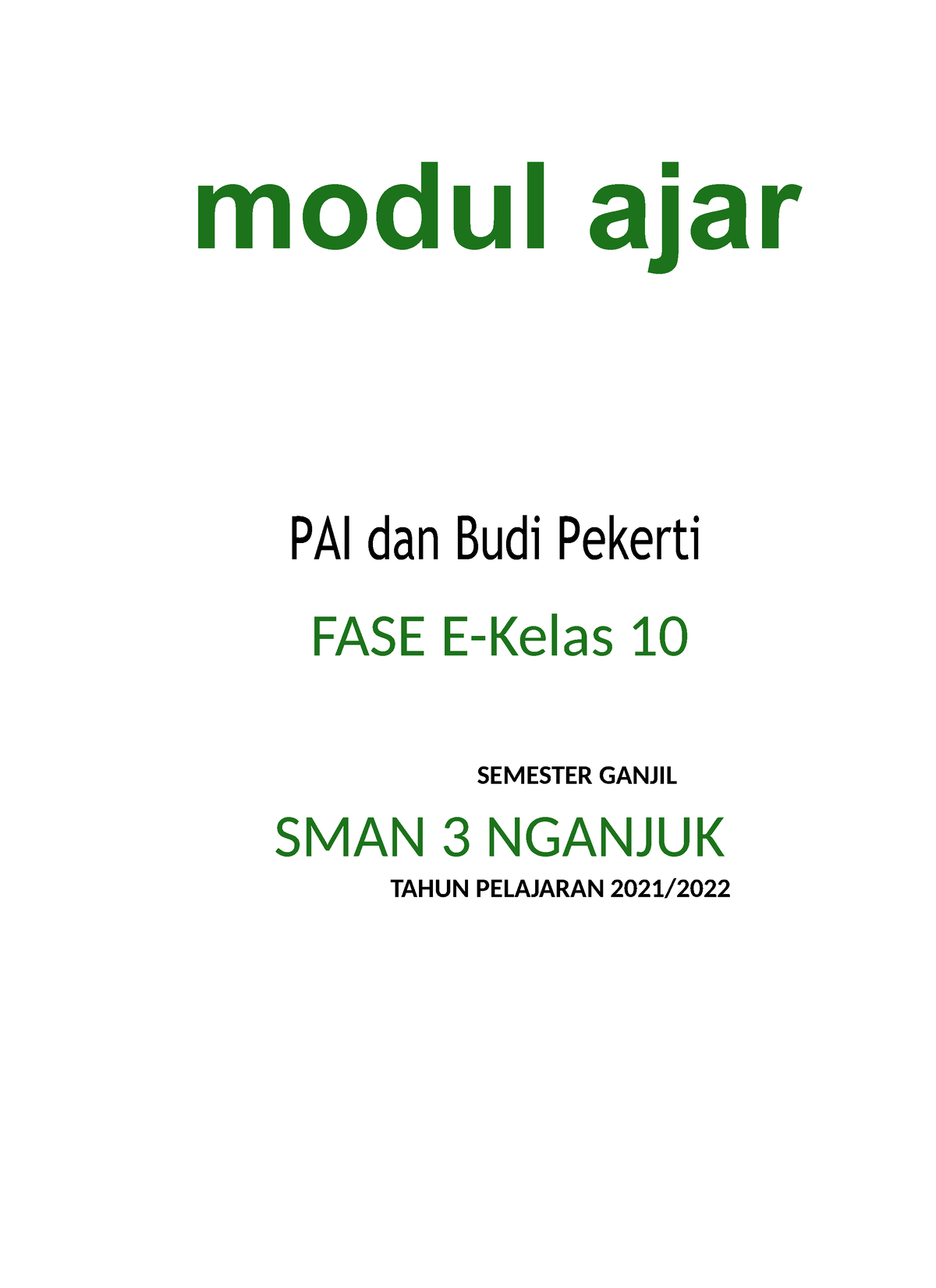 727450-1673317849 - MODUL AJAR - Modul Ajar PAI Dan Budi Pekerti FASE E ...