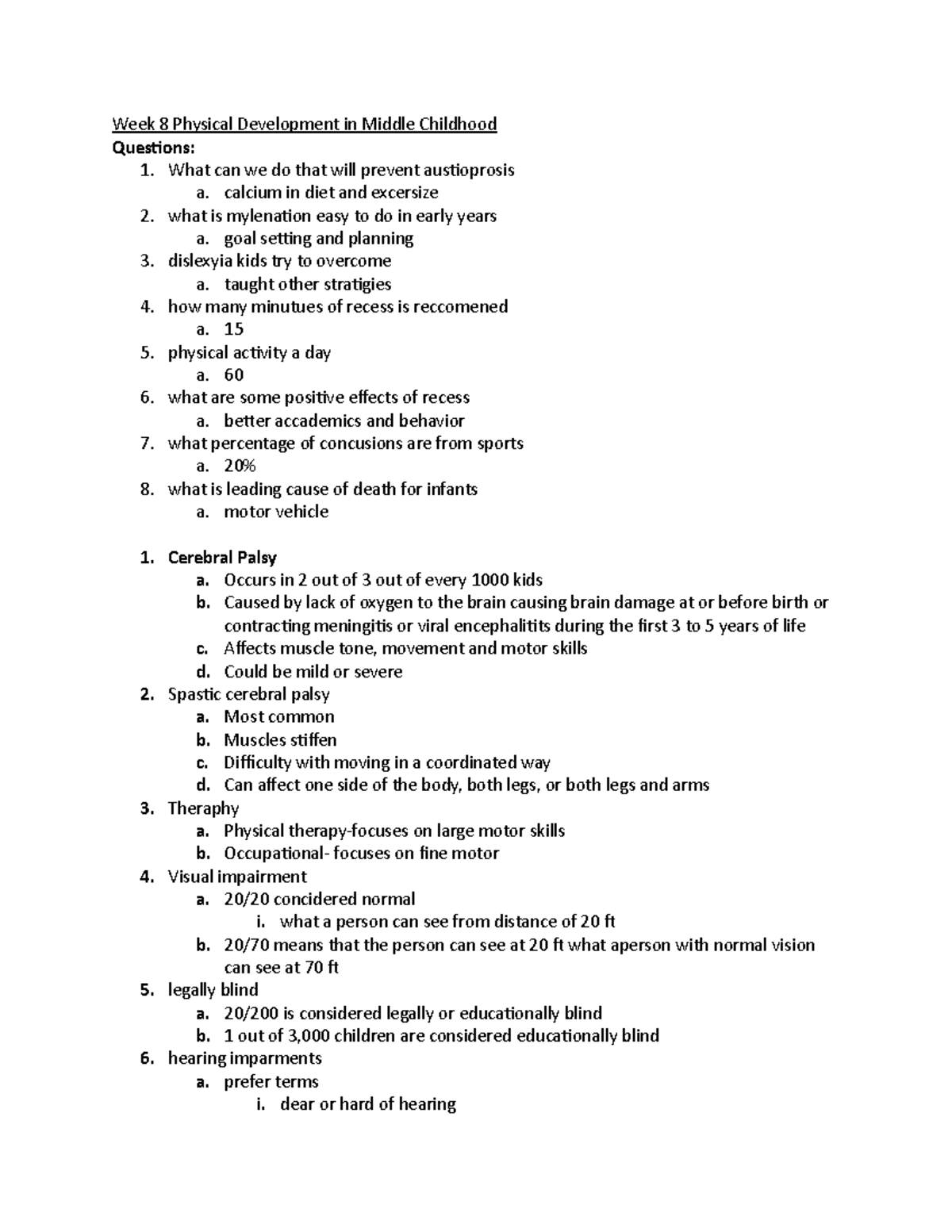 Week 8 Physical Development in Middle Childhood - Week 8 Physical ...