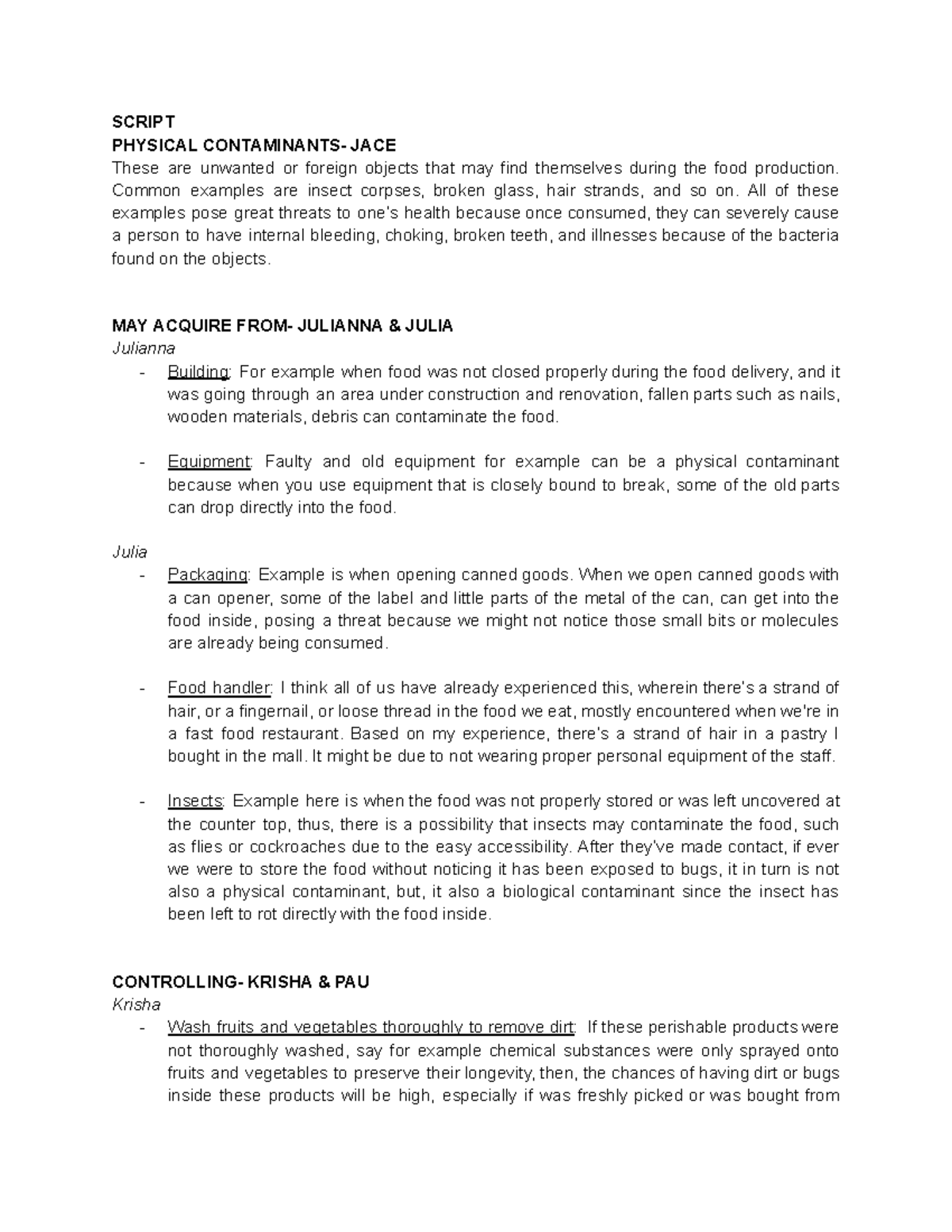 Physical Contaminants Script SCRIPT PHYSICAL CONTAMINANTS JACE physical-contaminants-script-script-physical-contaminants-jace
